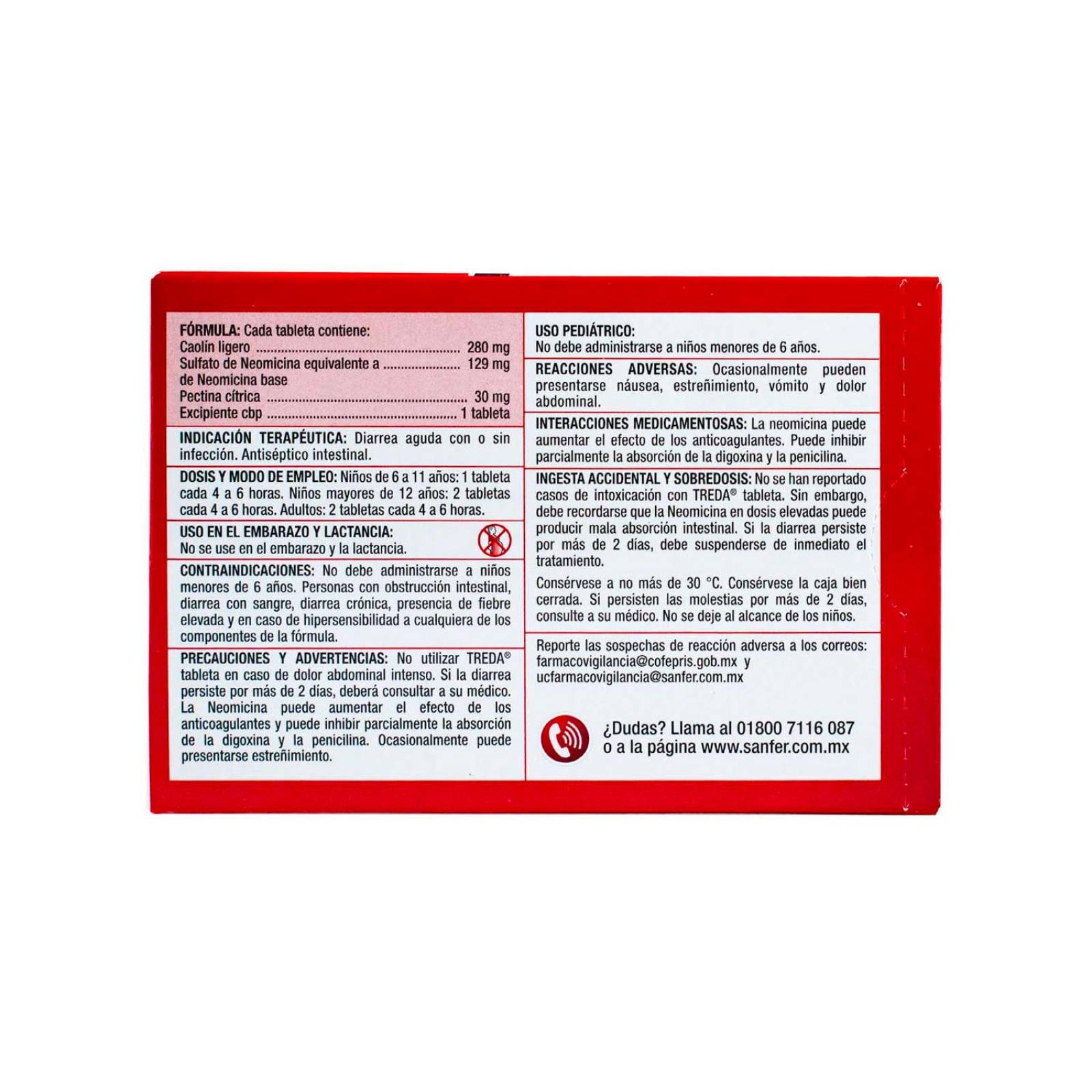 Tabletas Treda Oral 20 piezas 