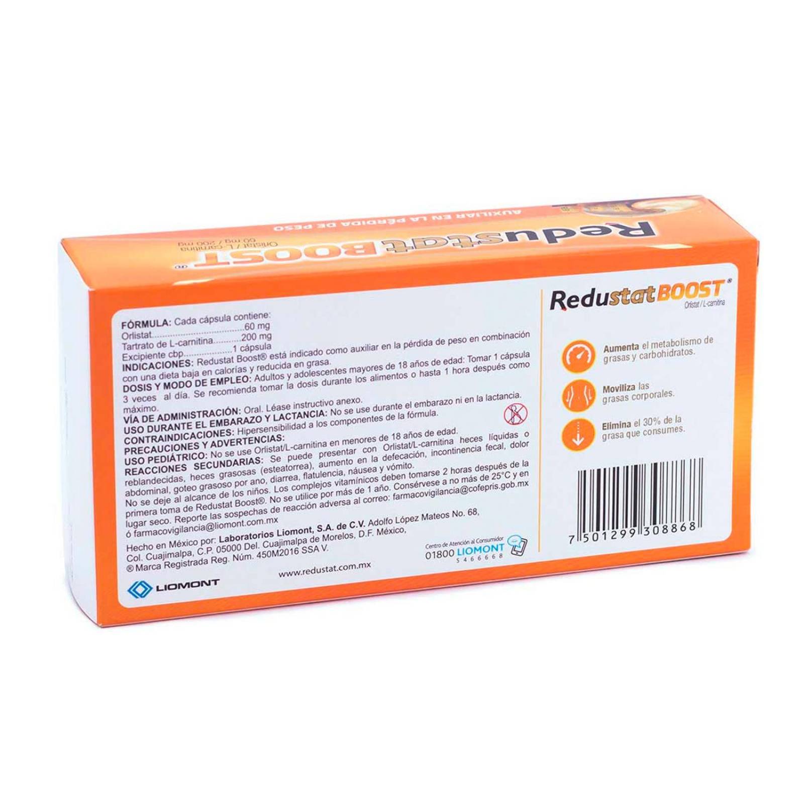 Medicamento Redustat Boost 21 Cápsulas 60 mg / 200 mg