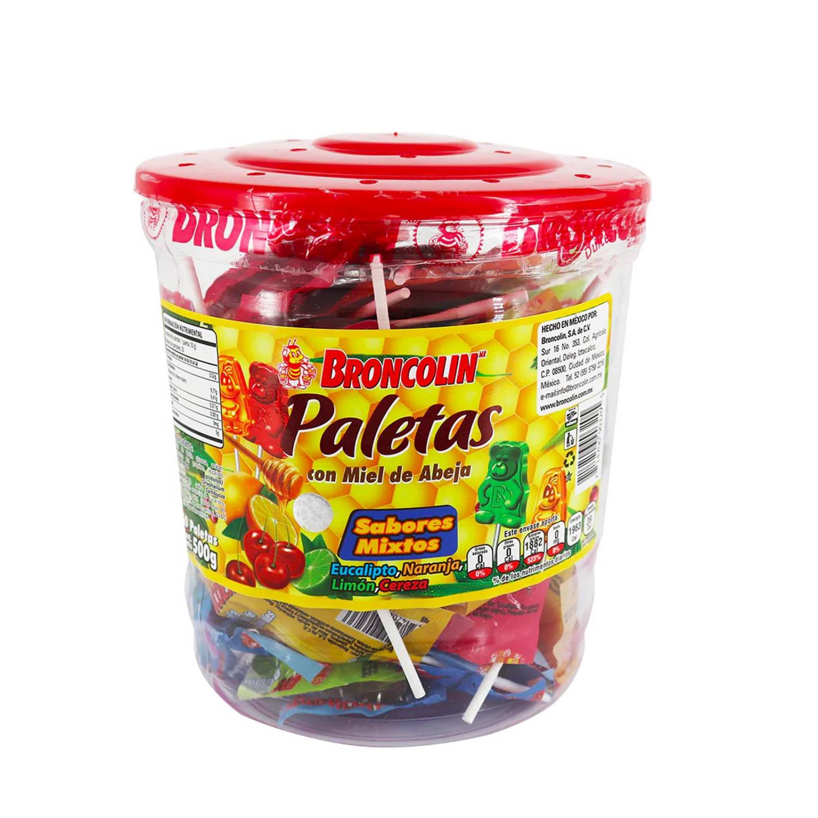 Paletas Broncolin Sabor Mixto Vitrolero 100 piezas 