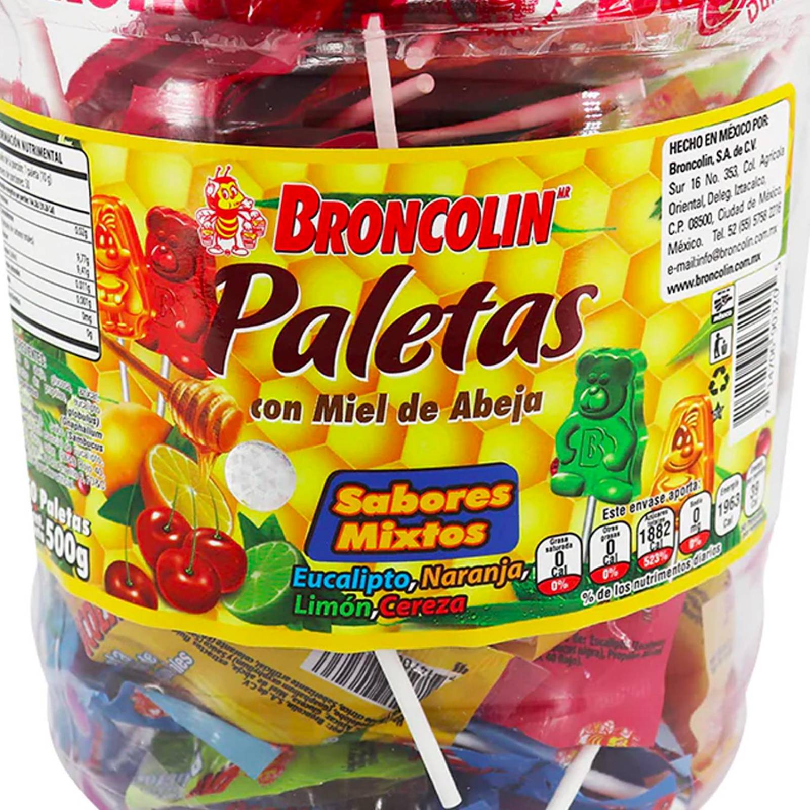 Paletas Broncolin Sabor Mixto Vitrolero 100 piezas 