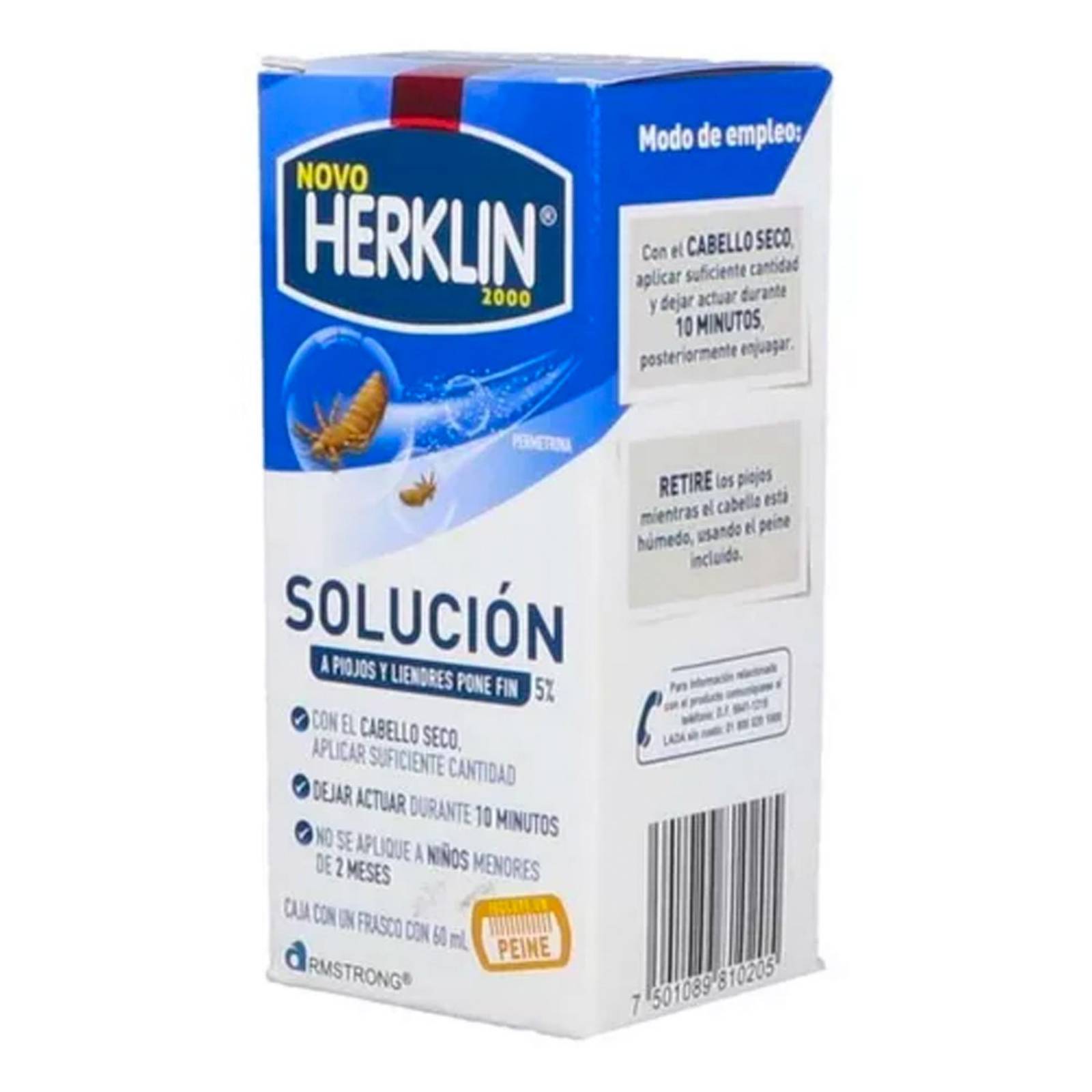 Solución para Piojos y Liendres Herklin Esencial 60 ml 