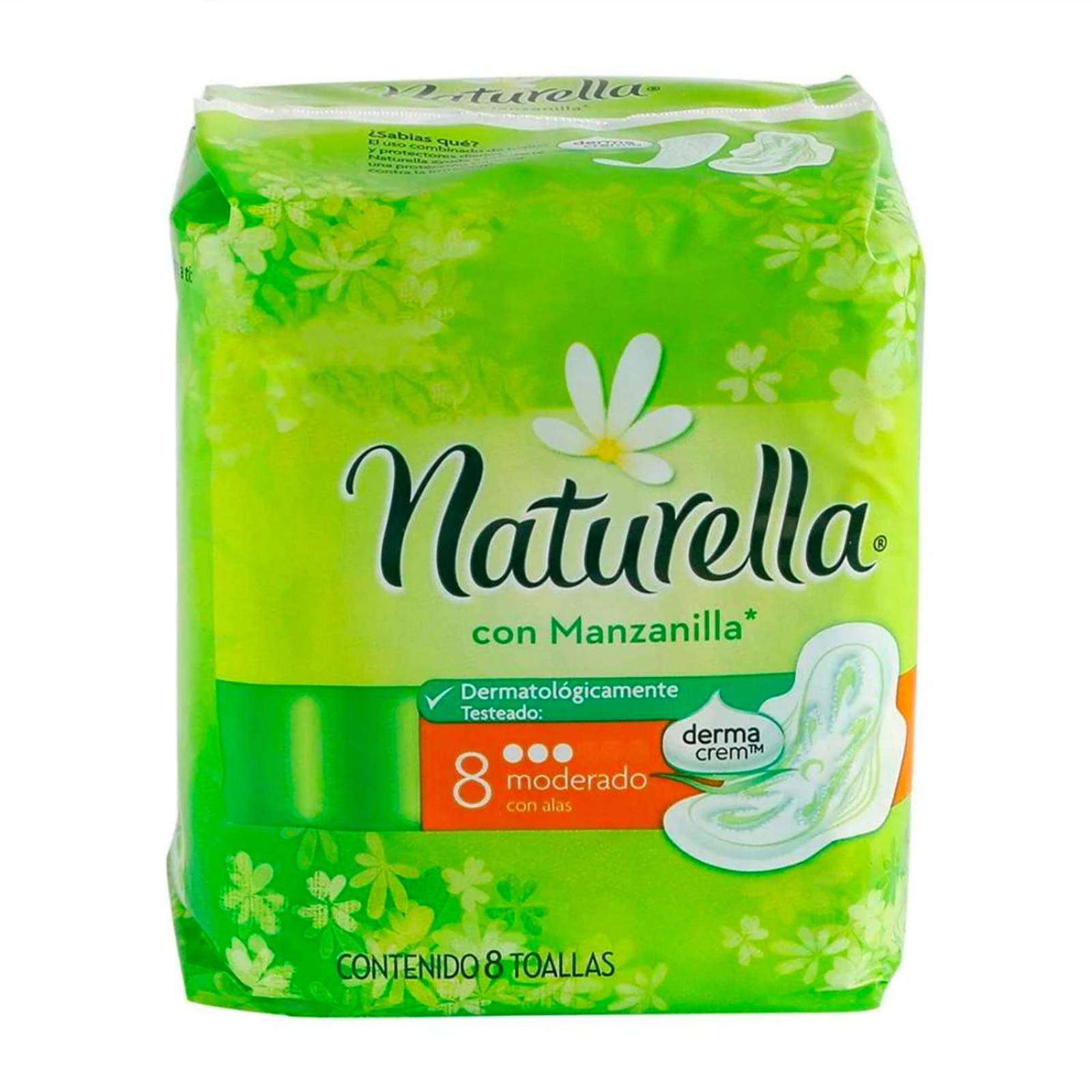Toallas Sanitarias Naturella Manzanilla con Alas 8 piezas