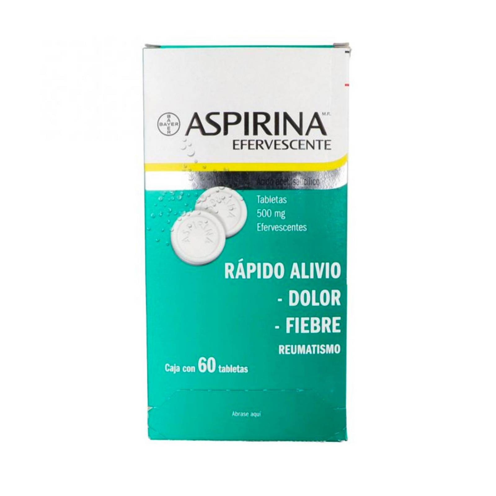 Ácido Acetilsalicílico Aspirina 500 mg 60 Tabletas 