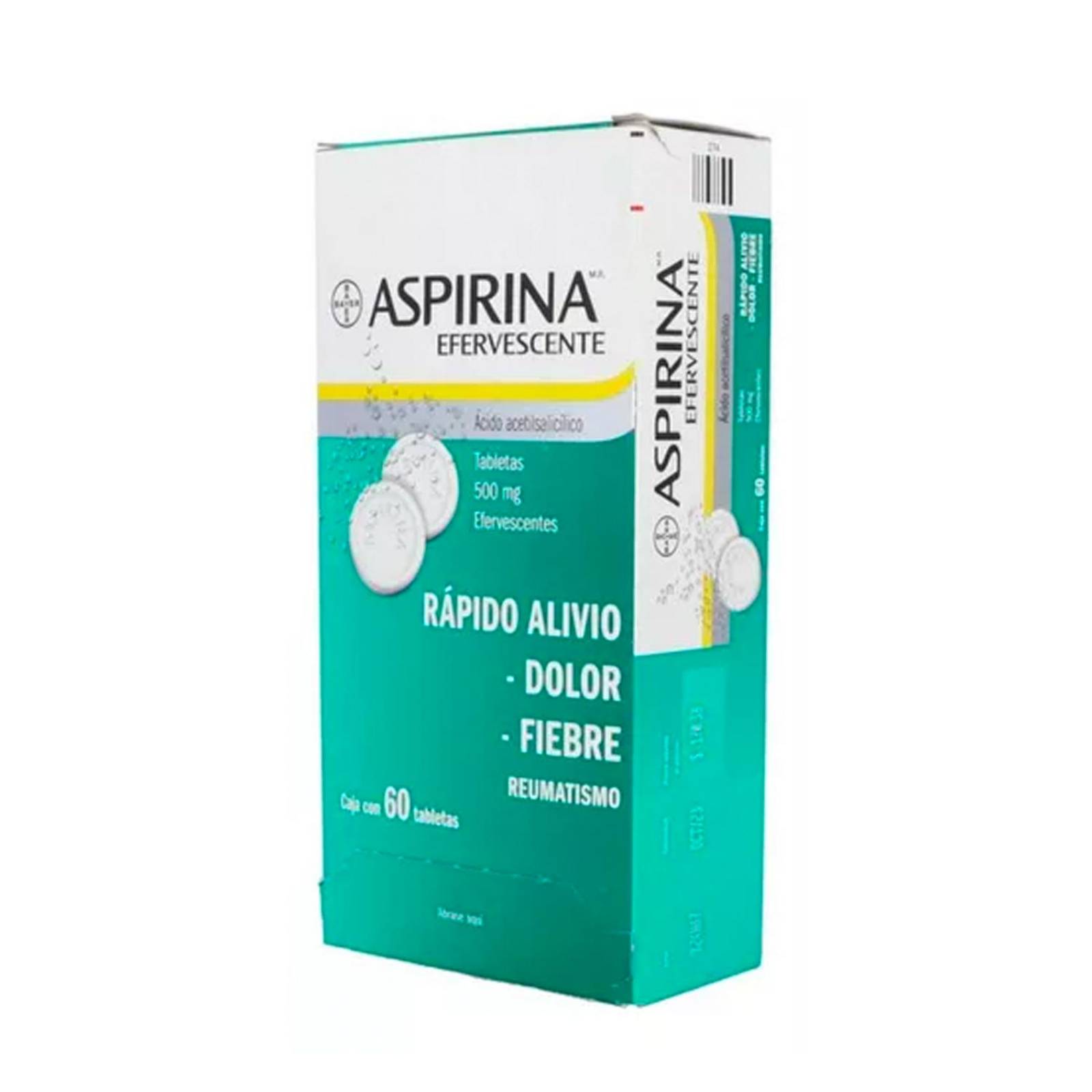 Ácido Acetilsalicílico Aspirina 500 mg 60 Tabletas 