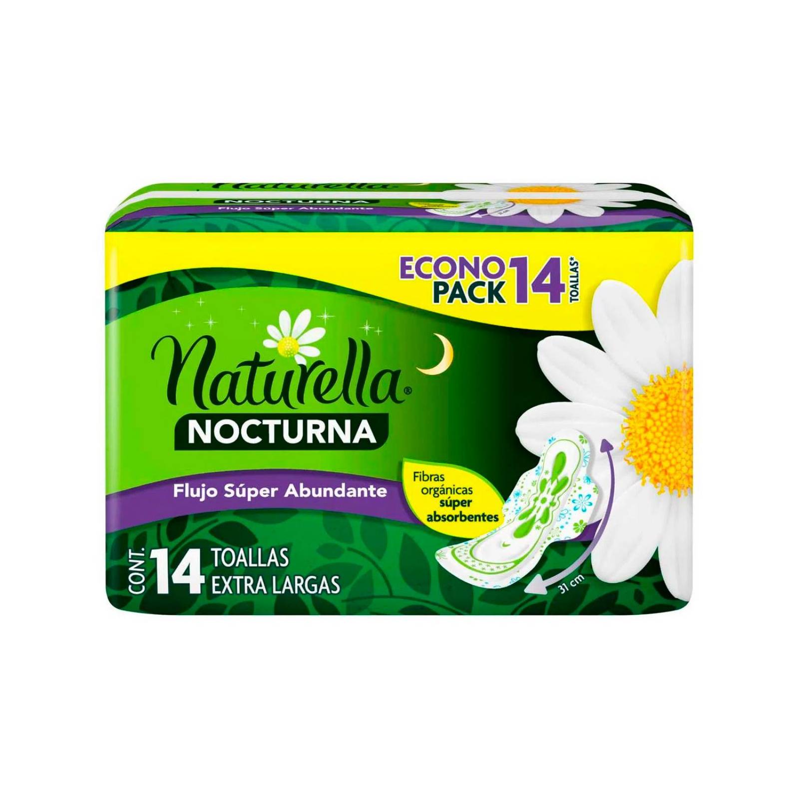 Toallas Femeninas Naturella Nocturna con Alas 14 piezas 