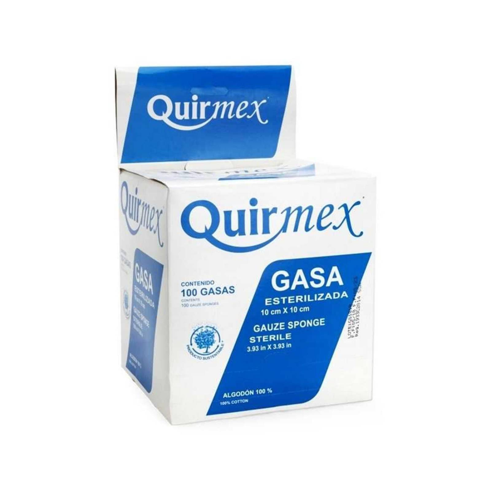 Gasa Quirmex Estéril 100 pzas de 10 x 10 cm 