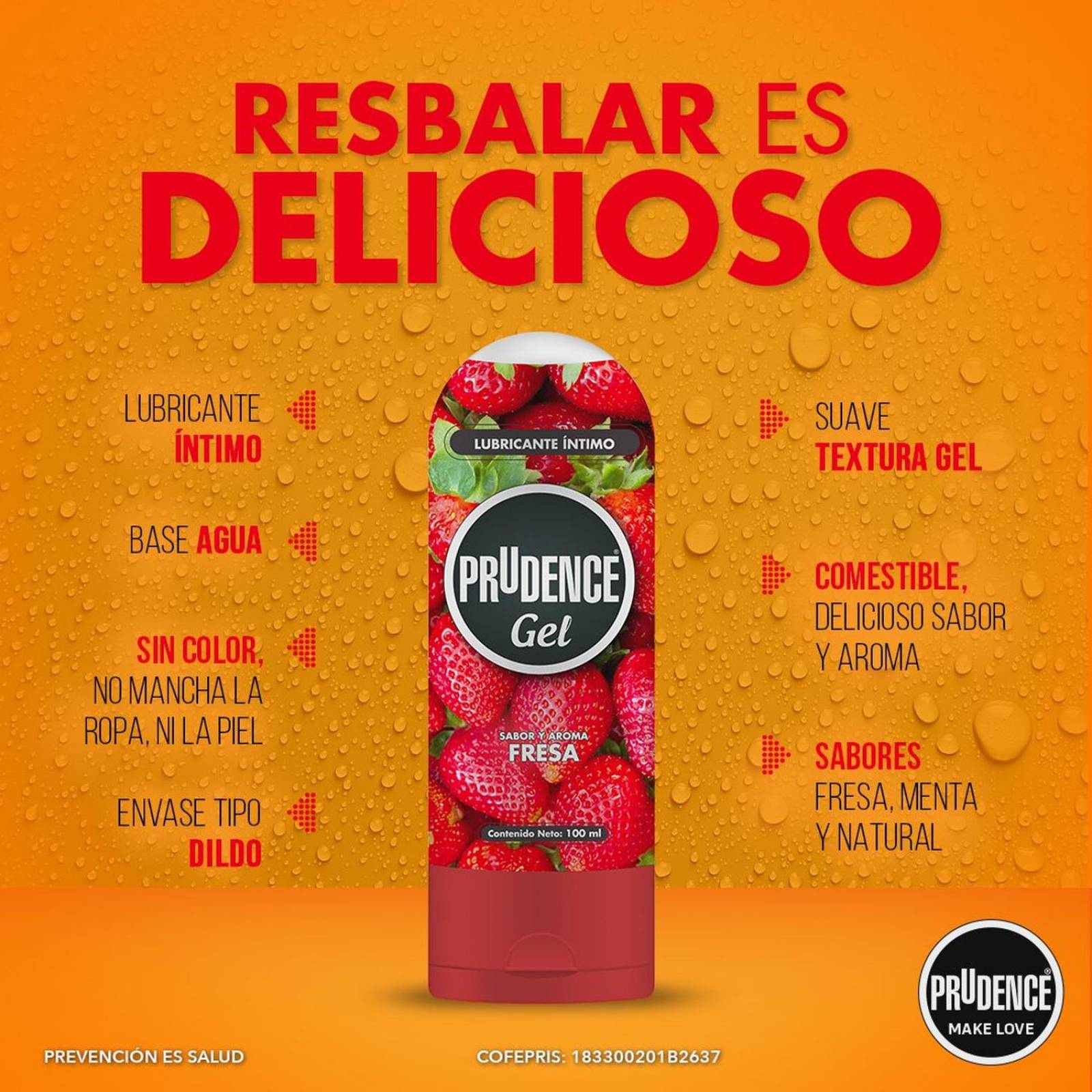 Lubricante Íntimo Prudence Gel Fresa 100 ml 