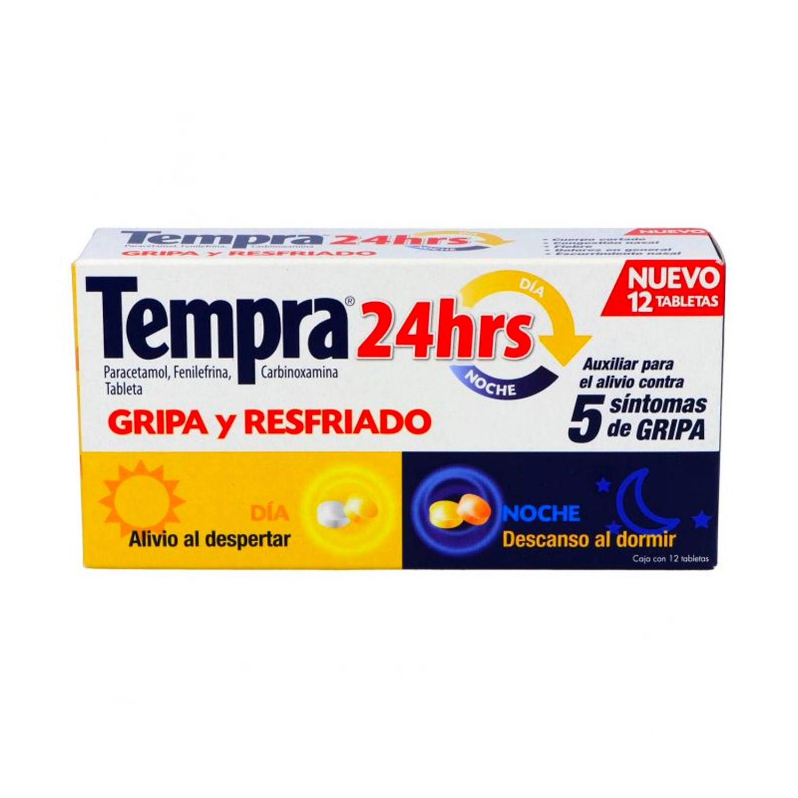 Tabletas Tempra 24 horas 24 piezas 