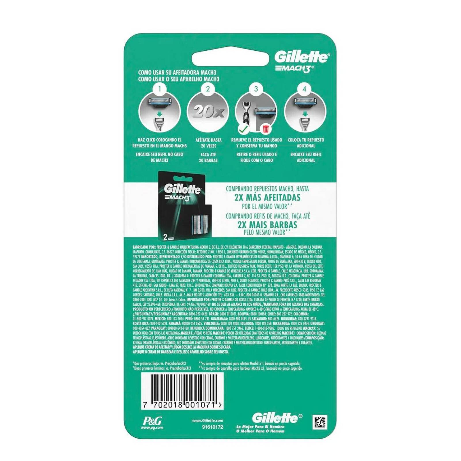 Rastrillo Gillette Mach 3 Sensitive 1 pieza 