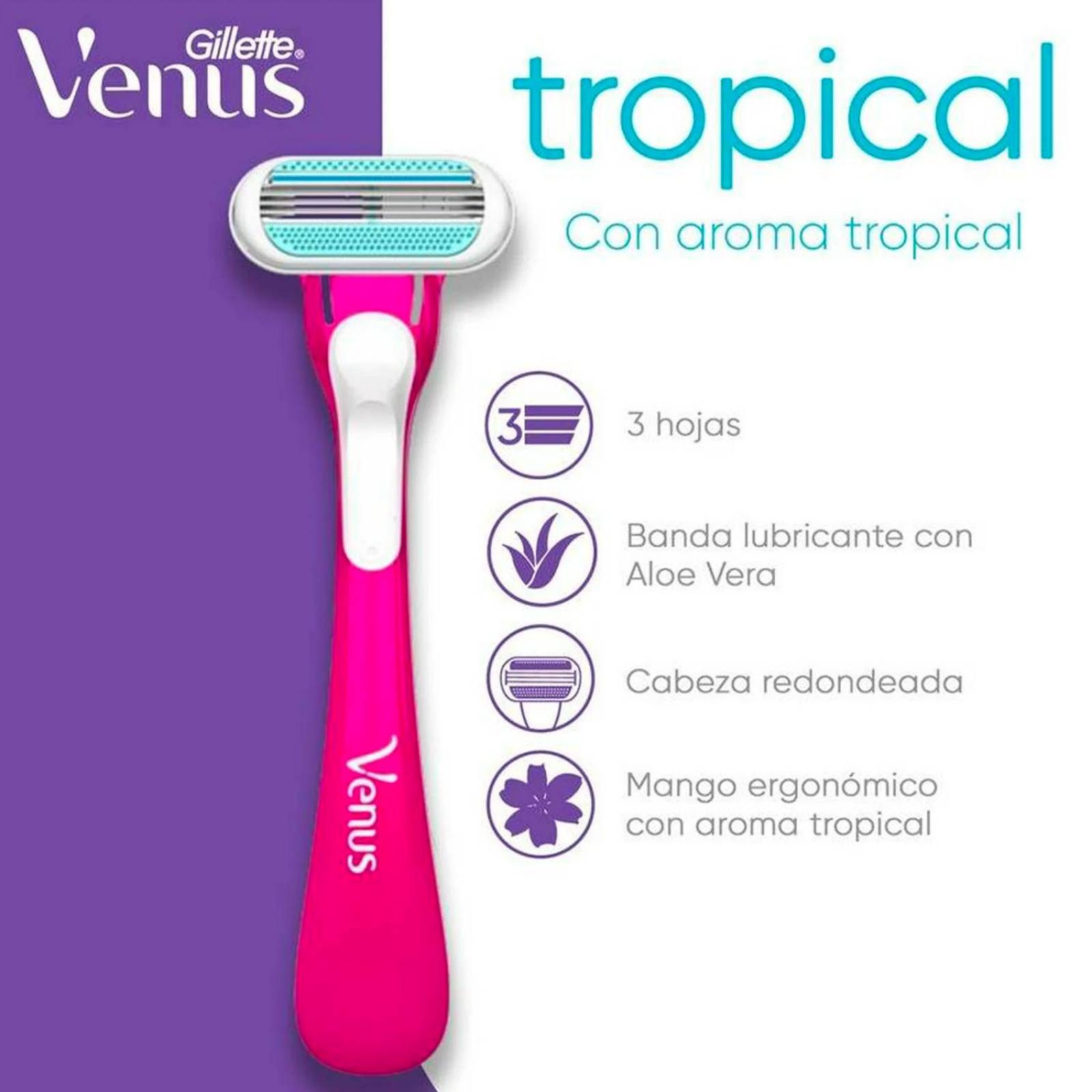 Rastrillo Desechable Gillette Venus Tropical 3 piezas 