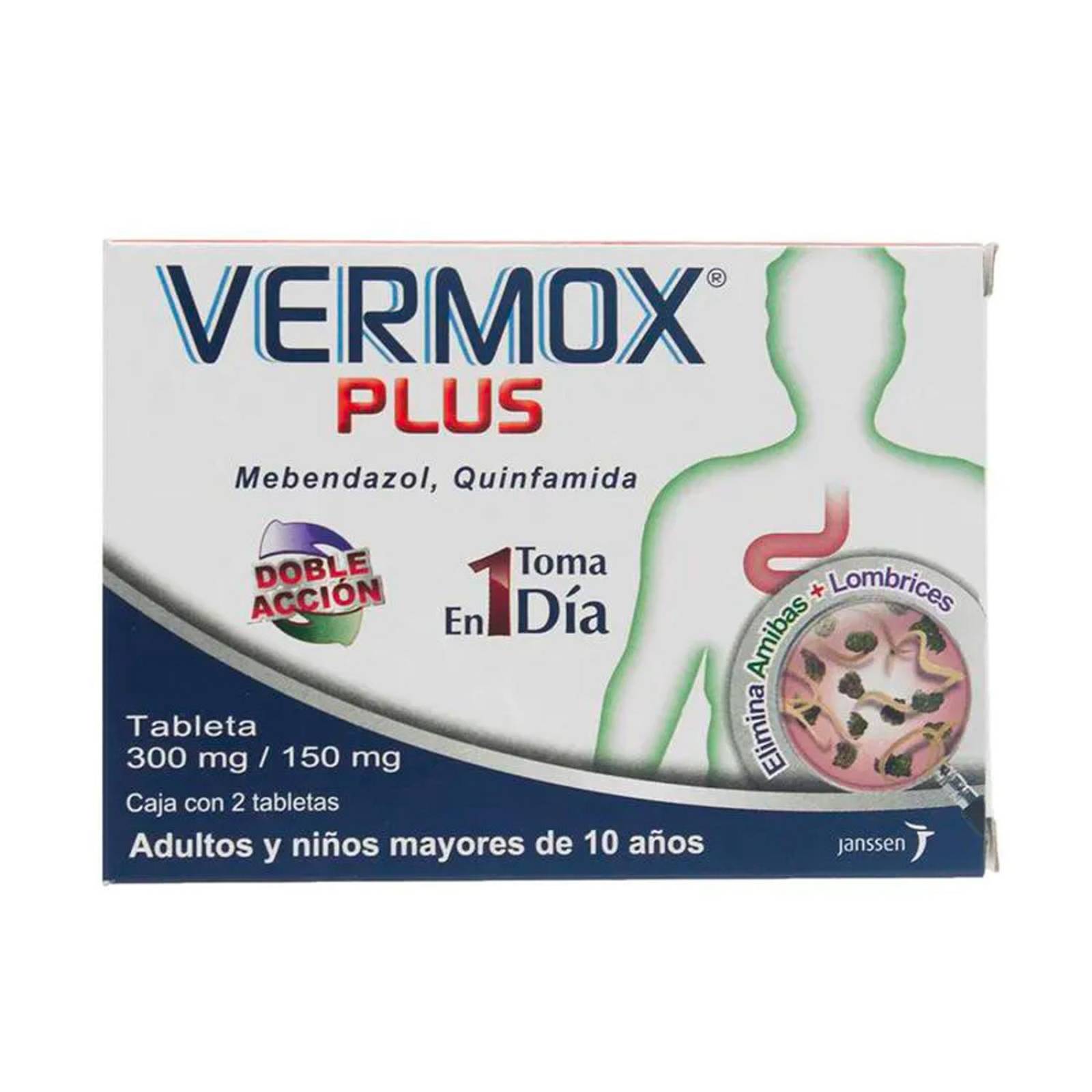 Desparasitante Vermox Plus Oral 2 Tabletas de 300 mg 