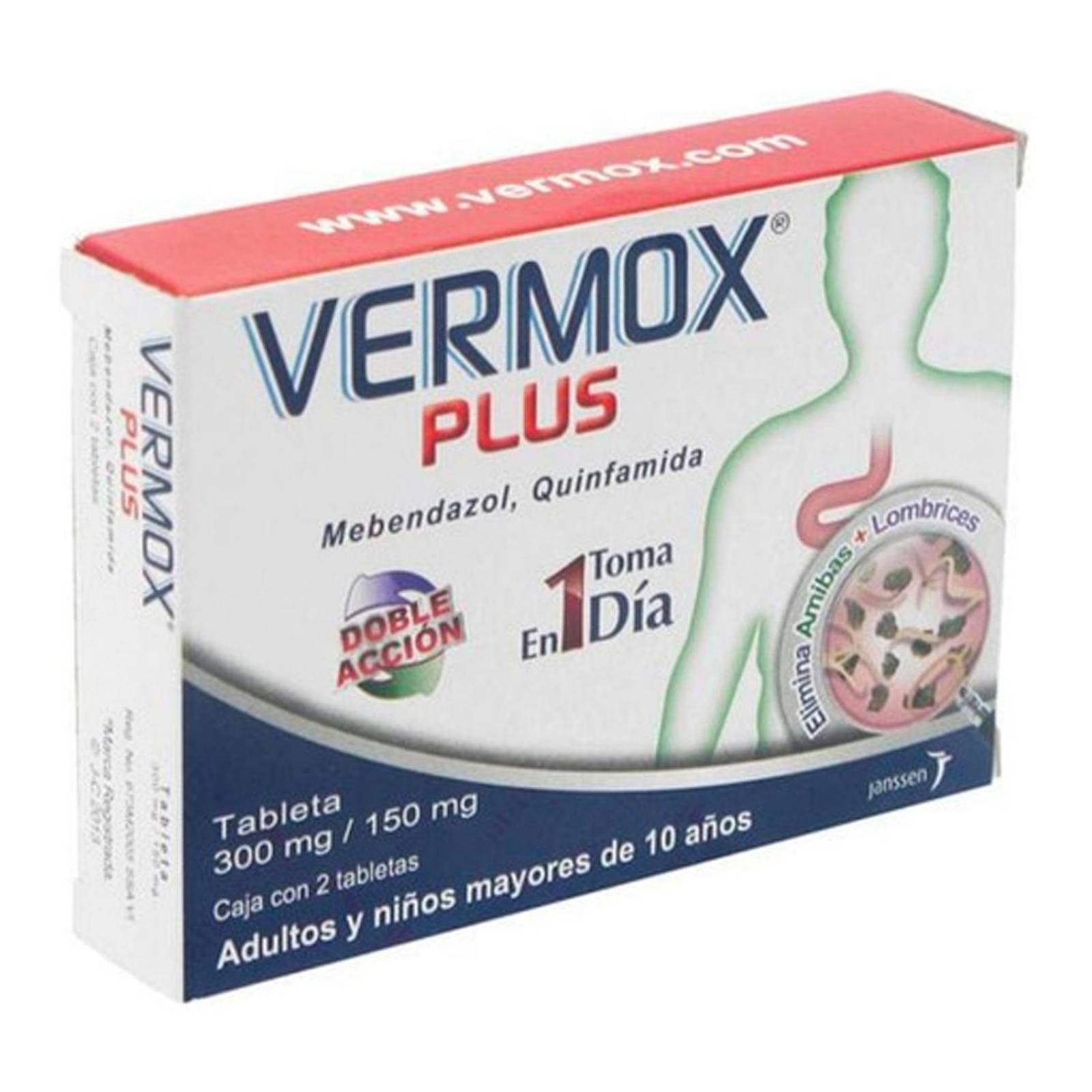 Desparasitante Vermox Plus Oral 2 Tabletas de 300 mg 