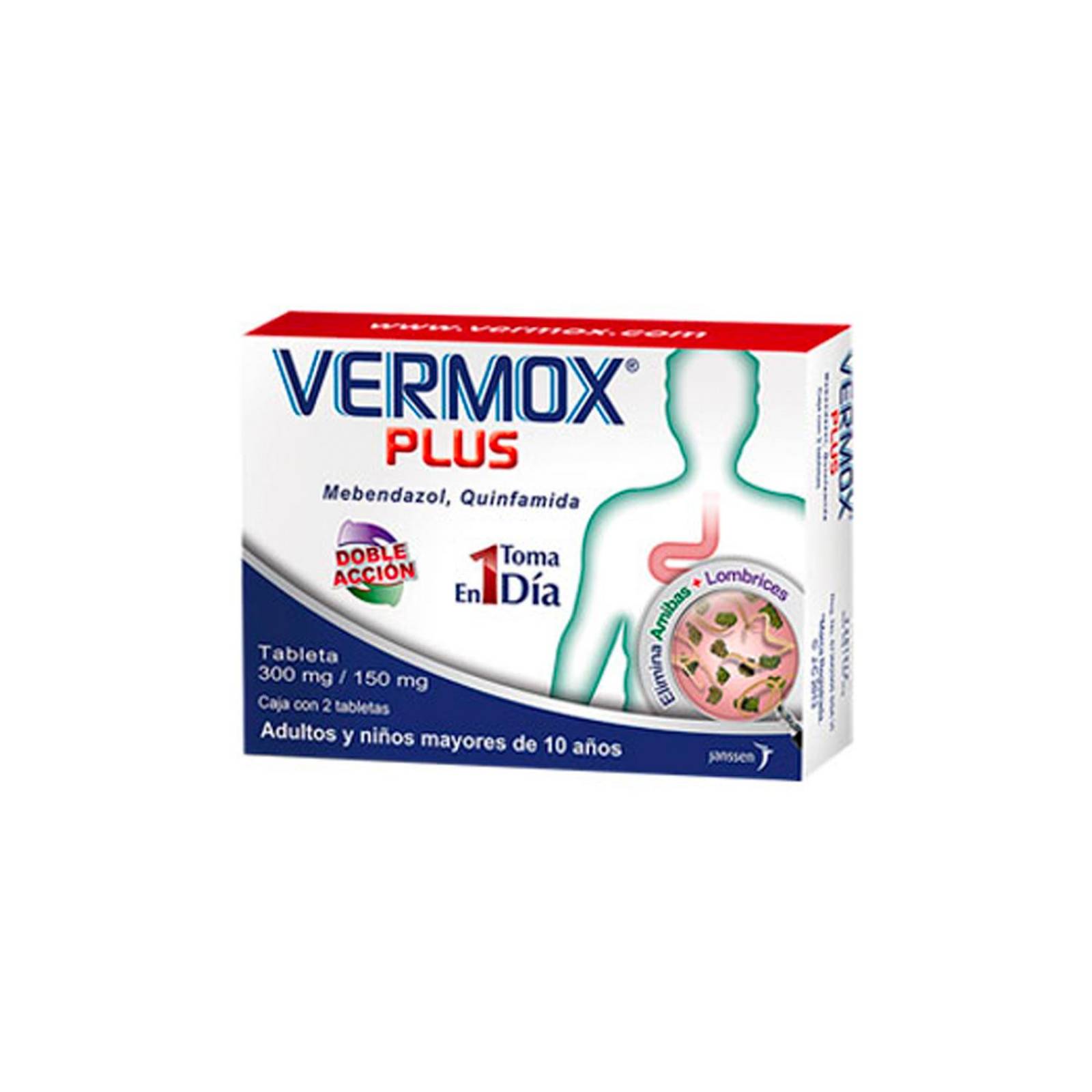 Desparasitante Vermox Plus Oral 2 Tabletas de 300 mg 