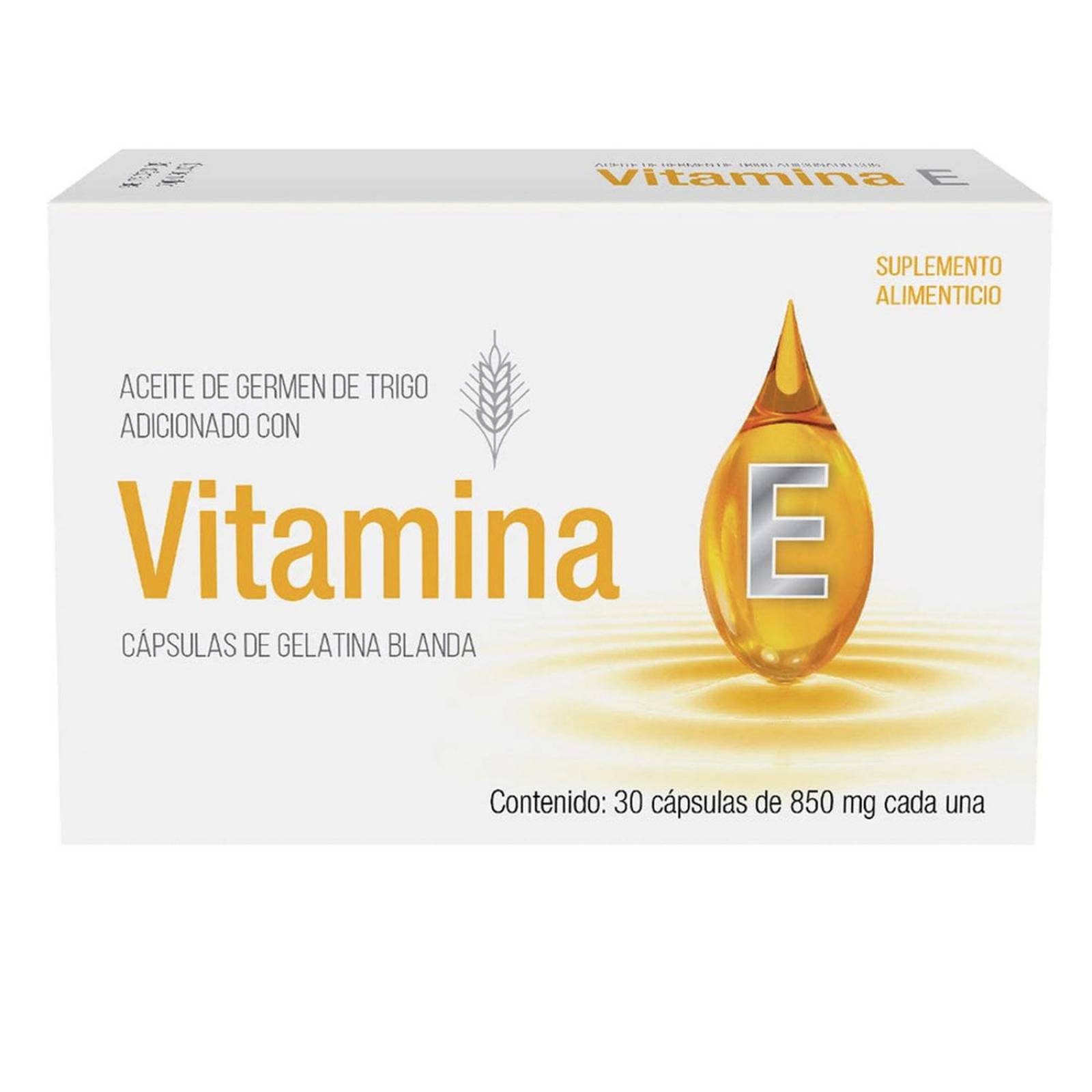 Suplemento Alimenticio Vitamina E 30 Cápsulas de 850 mg 