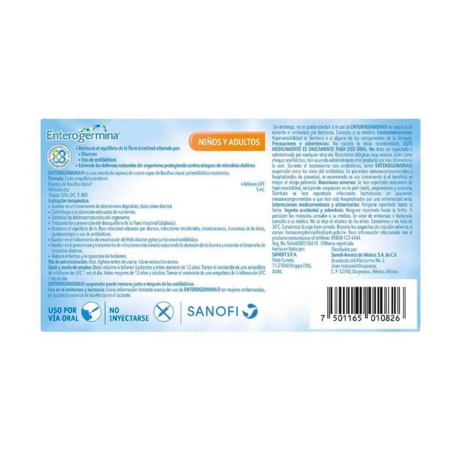Suplemento Alimenticio Enterogermina 10 Ampolletas de 5 ml
