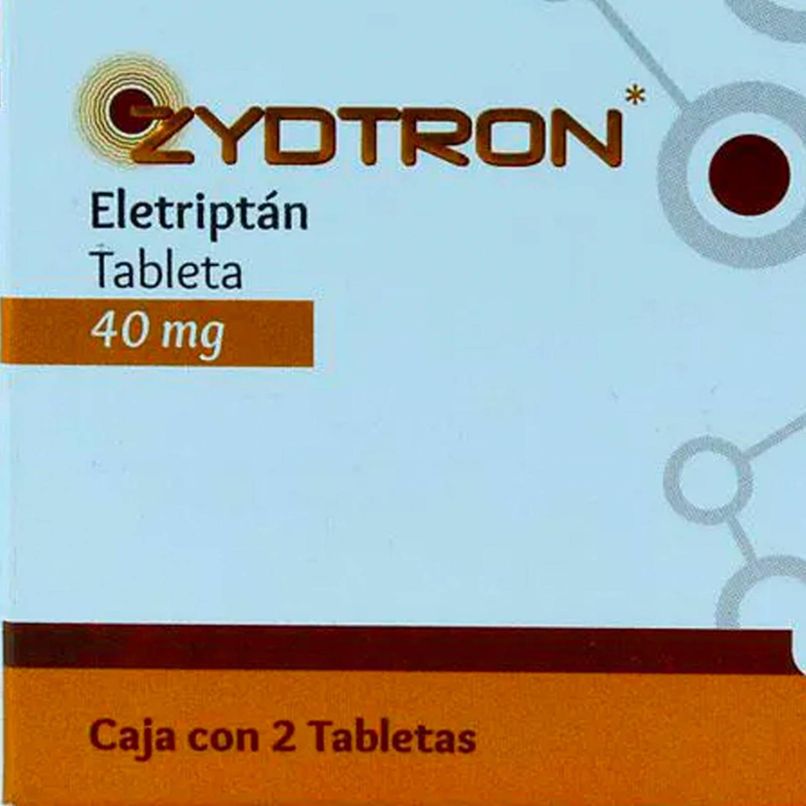 Eletriptán Zydtron 40 mg 2 tabletas 