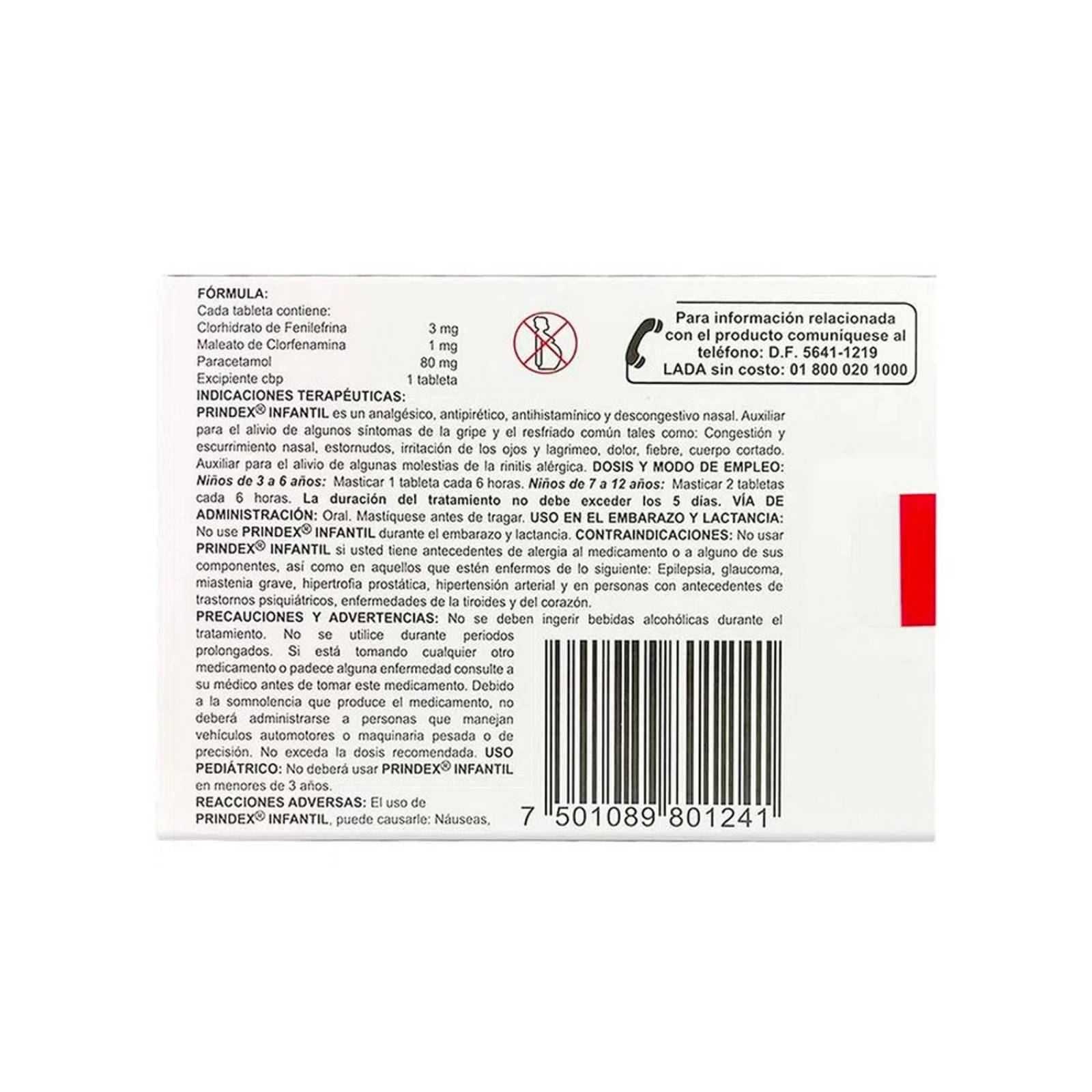 Tabletas Masticables Prindex Infantil 20 piezas 