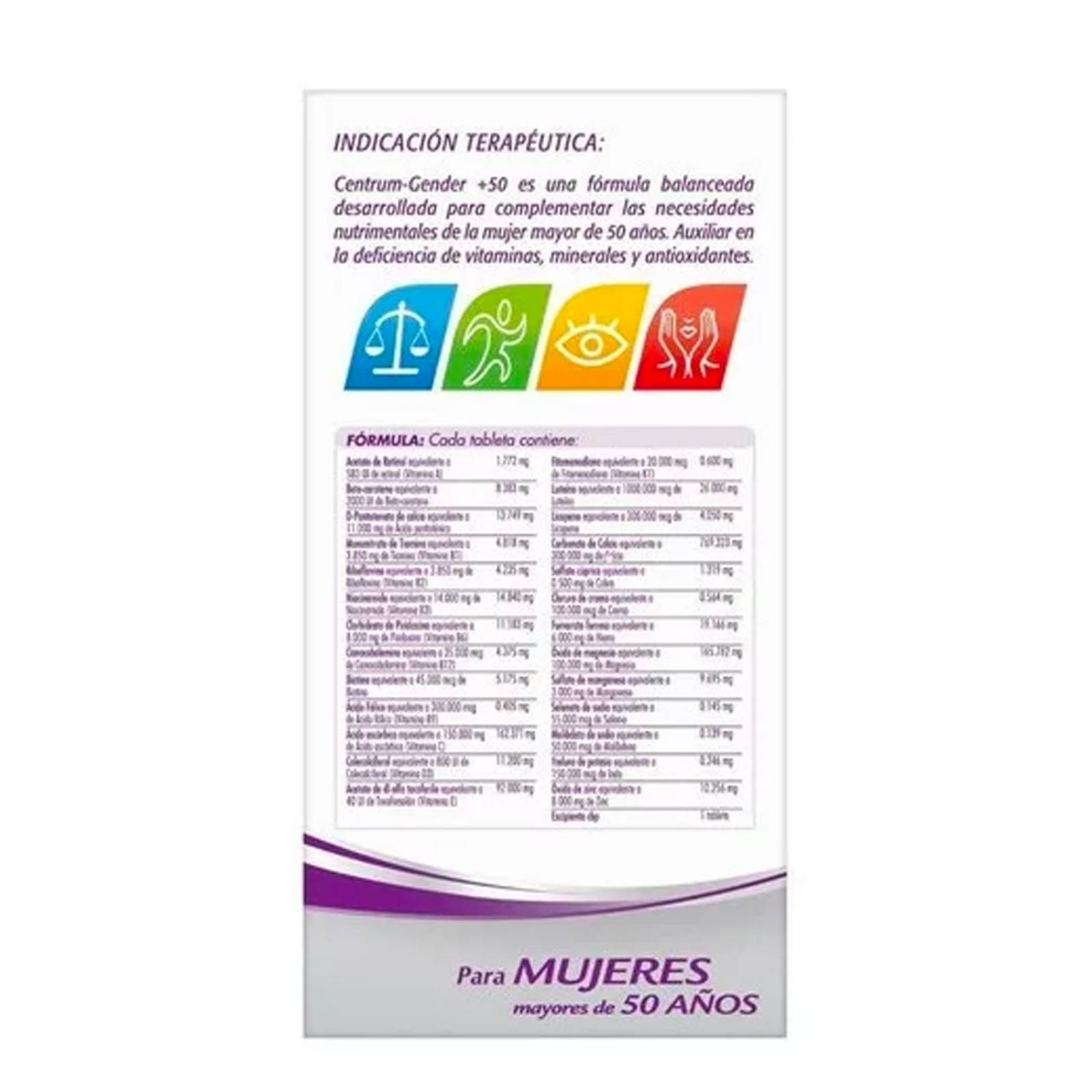 Multivitamínico Centrum Gender +50 60 Tabletas