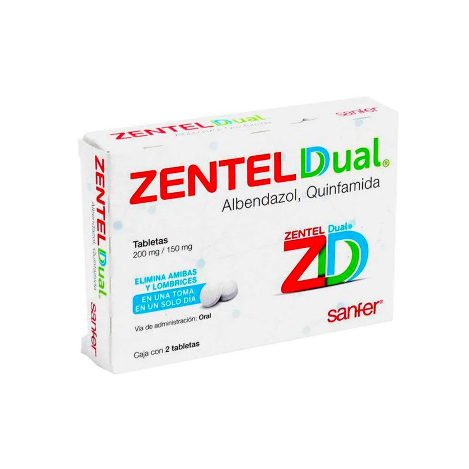 Tabletas Zentel Dual 2 pzs 