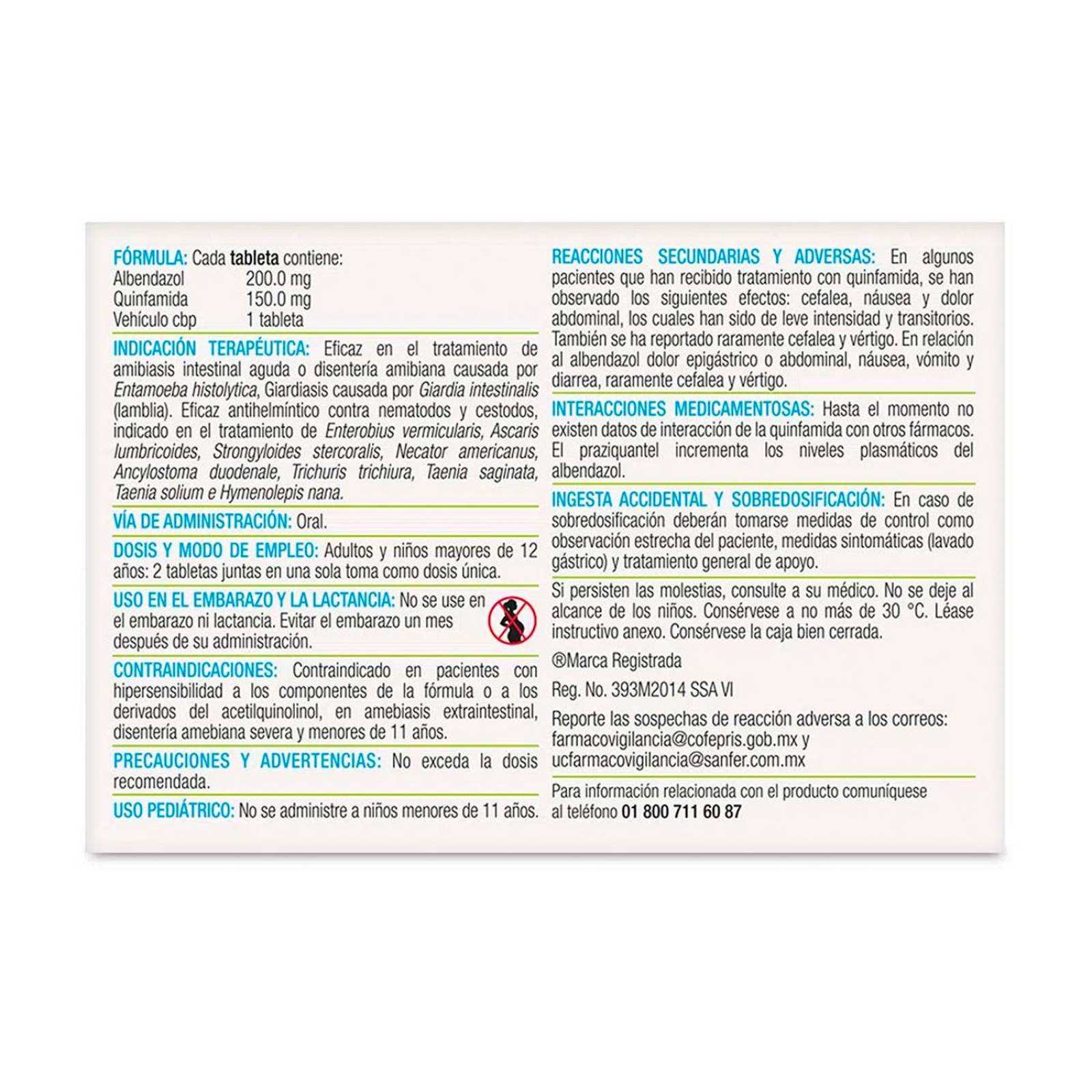 Tabletas Zentel Dual 2 pzs 