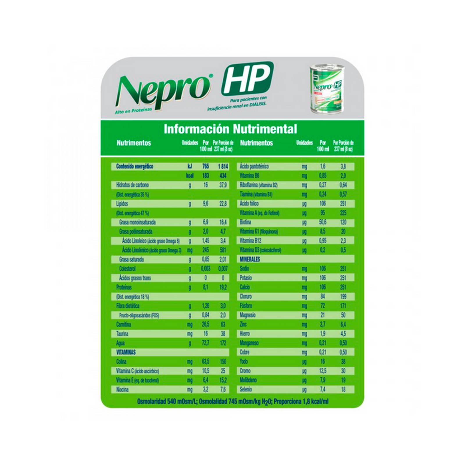 Suplemento Alimenticio Nepro HP Sabor Vaninilla 237 ml 