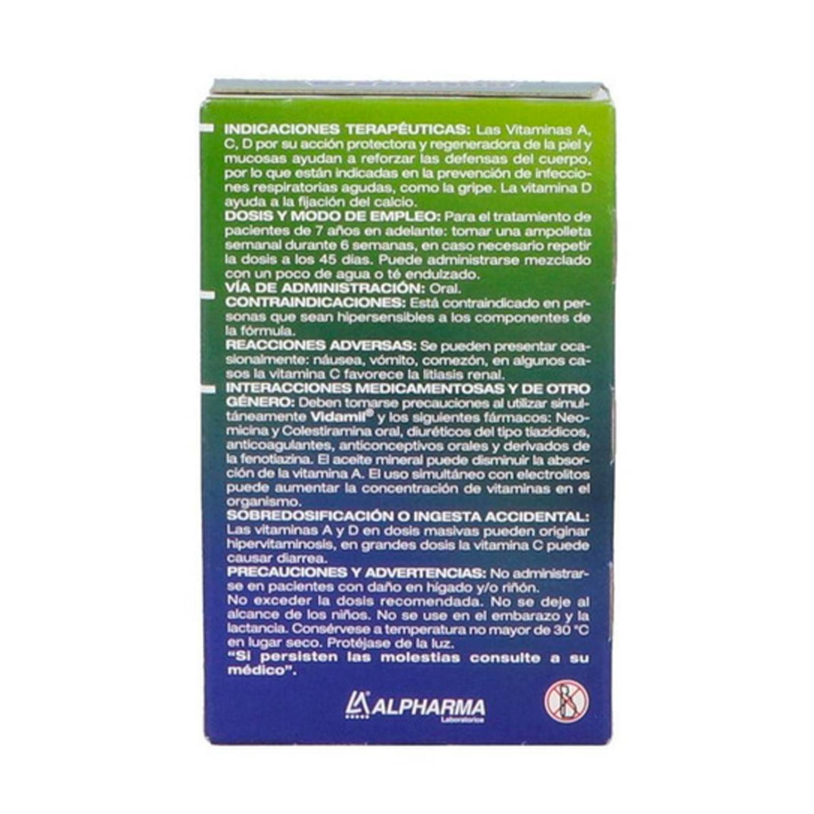 Solución Vidamil Sabor Limón 5 Ampolletas de 3 ml