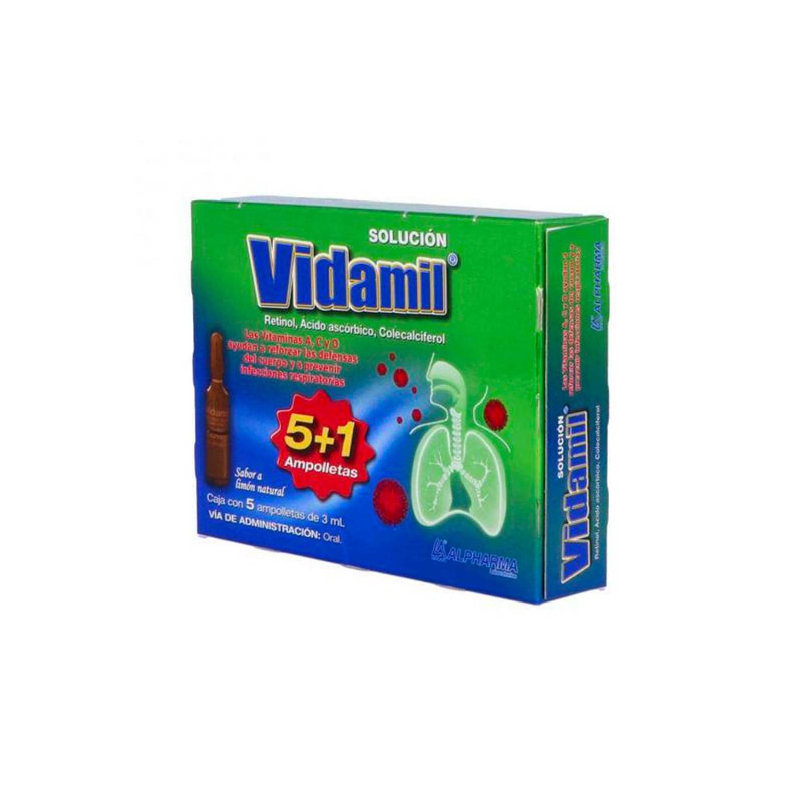 Solución Vidamil Sabor Limón 5 Ampolletas de 3 ml