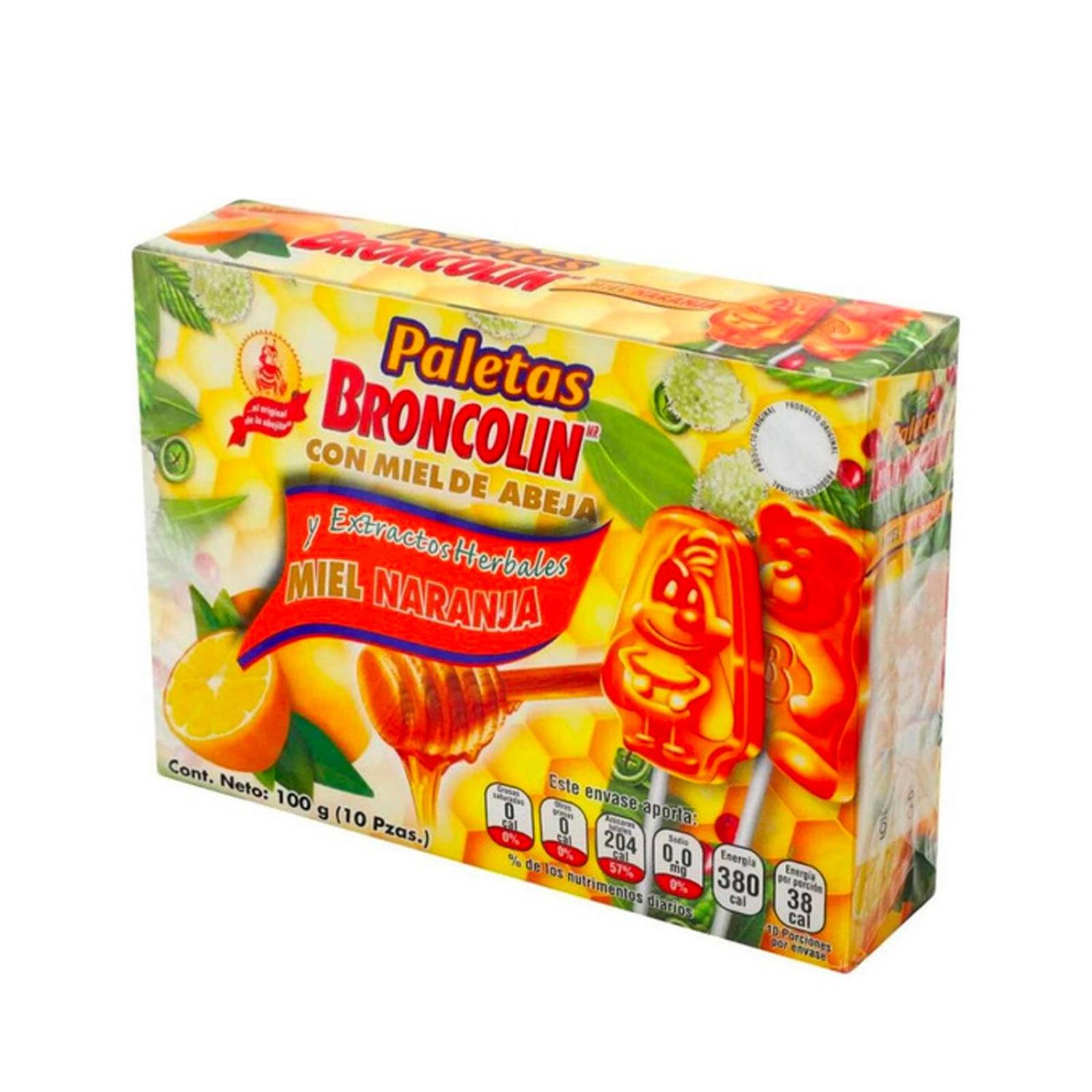 Paletas Broncolin Sabor Naranja 10 piezas 