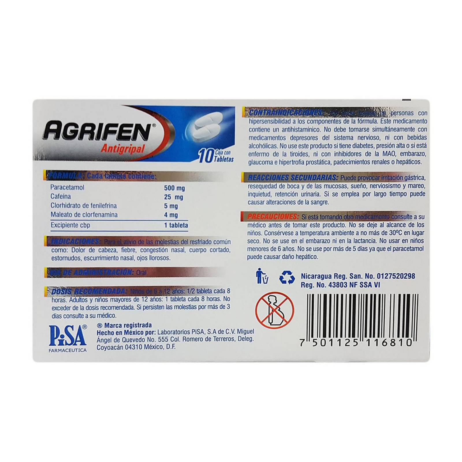 Antigripal Agrifen 10 Tabletas 