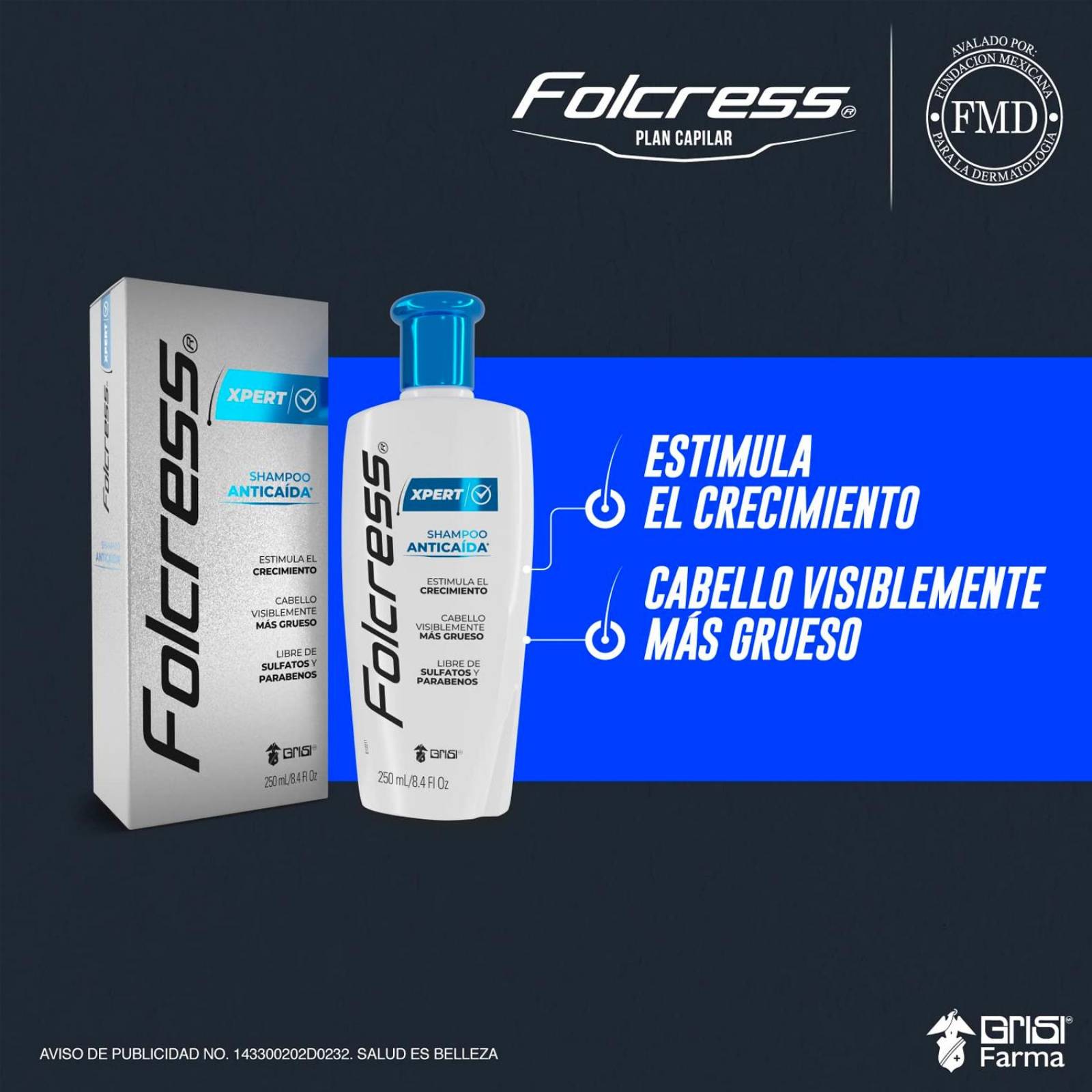 Shampoo Folcress Xpert Anticaída 250 ml 