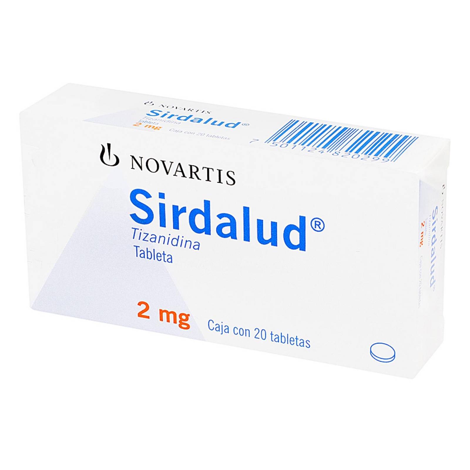 Tizanidina Sirdalud 20 Tabletas de 2 mg 