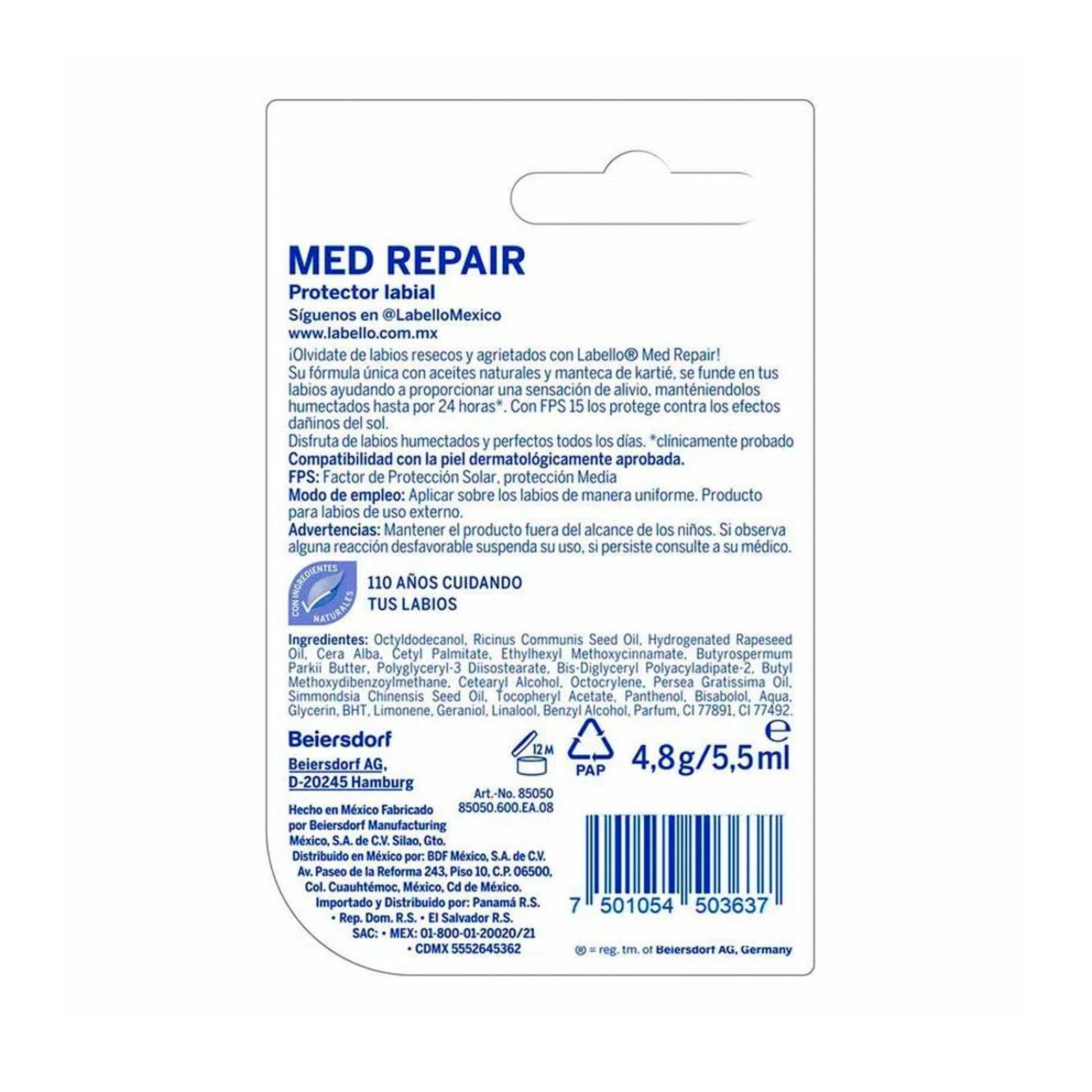 Bálsamo Labial Labello Med Repair FPS 15 4.7 gr
