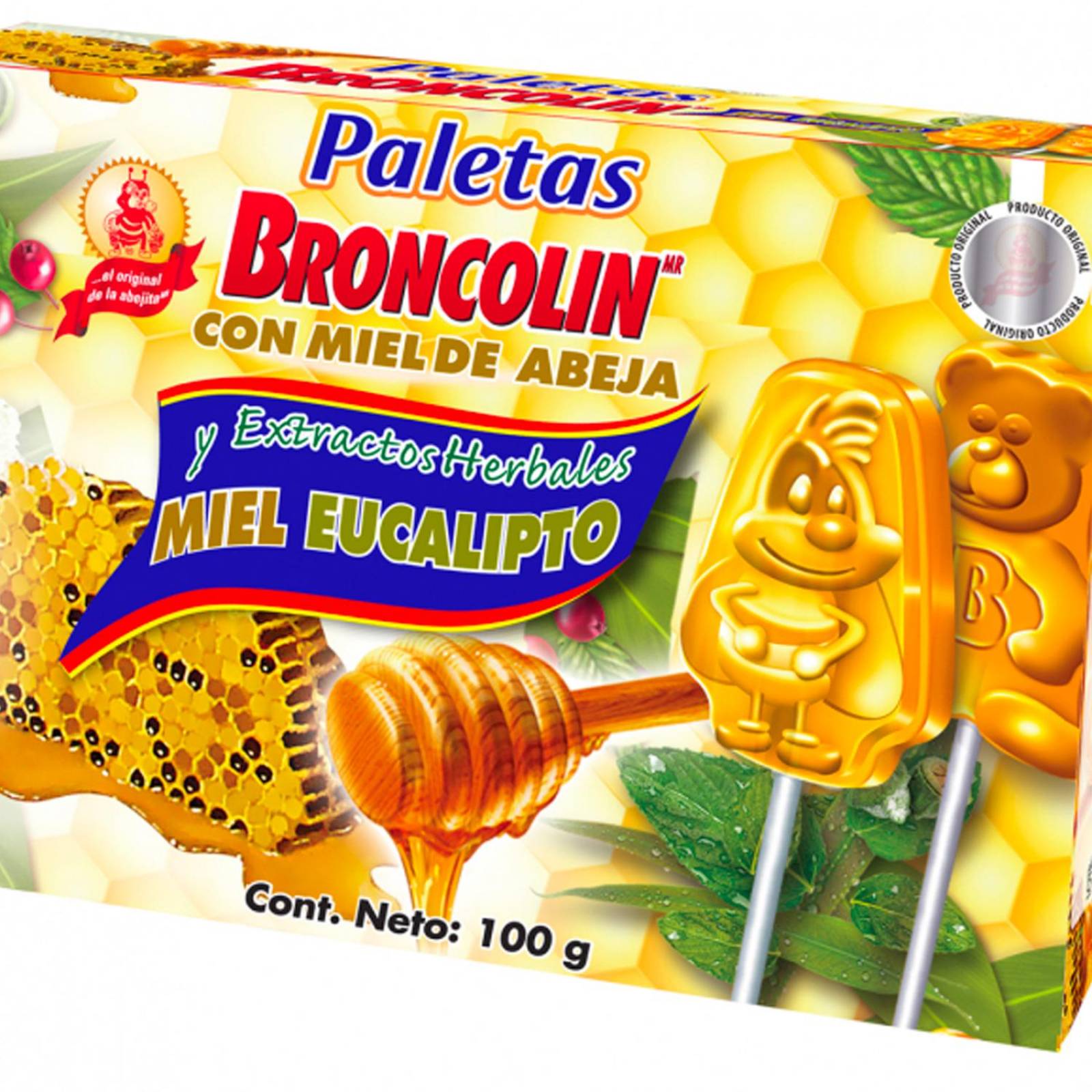 Paletas Broncolin Miel - Eucalipto 10 piezas 