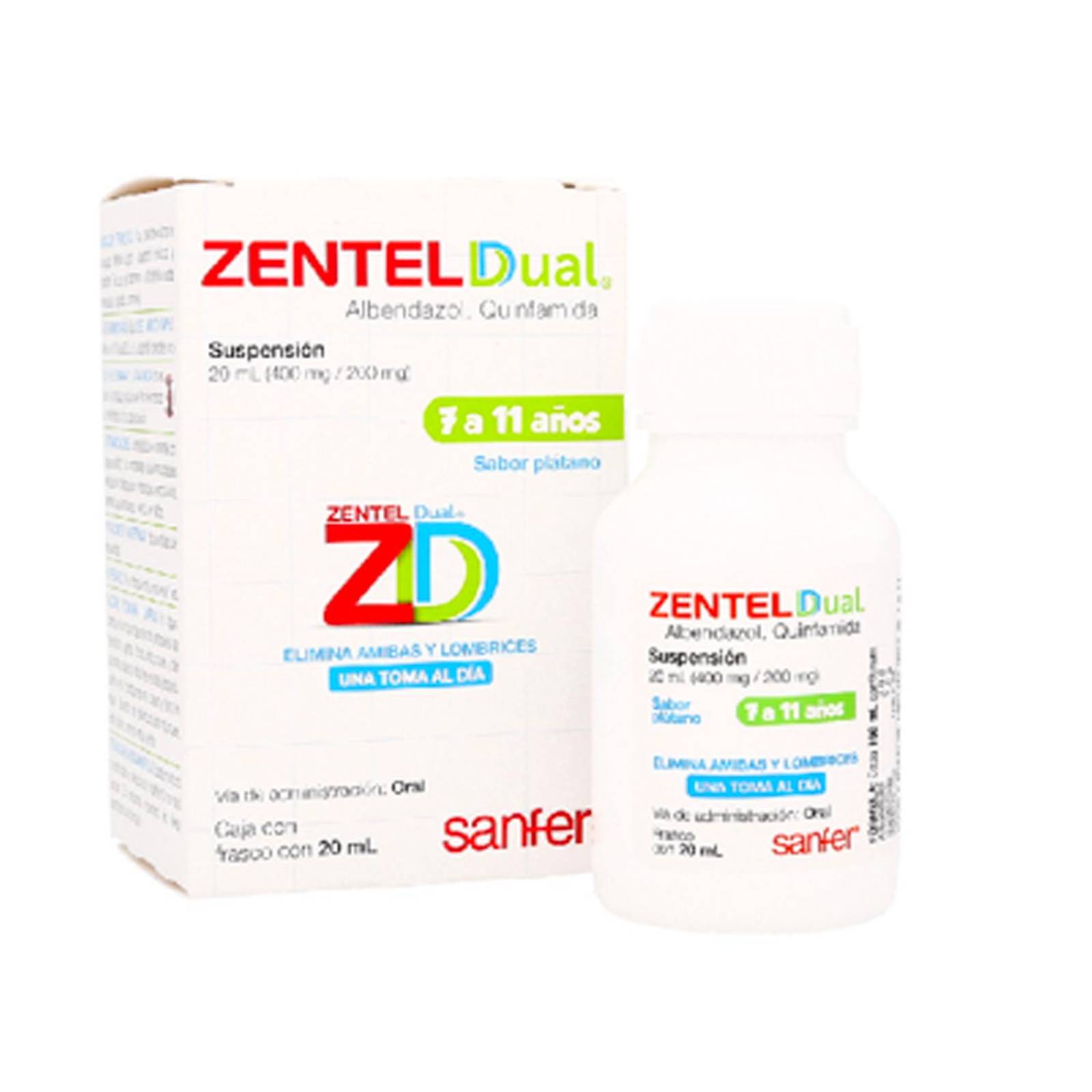 Suspensión Zentel Dual Sabor Plátano 20 ml