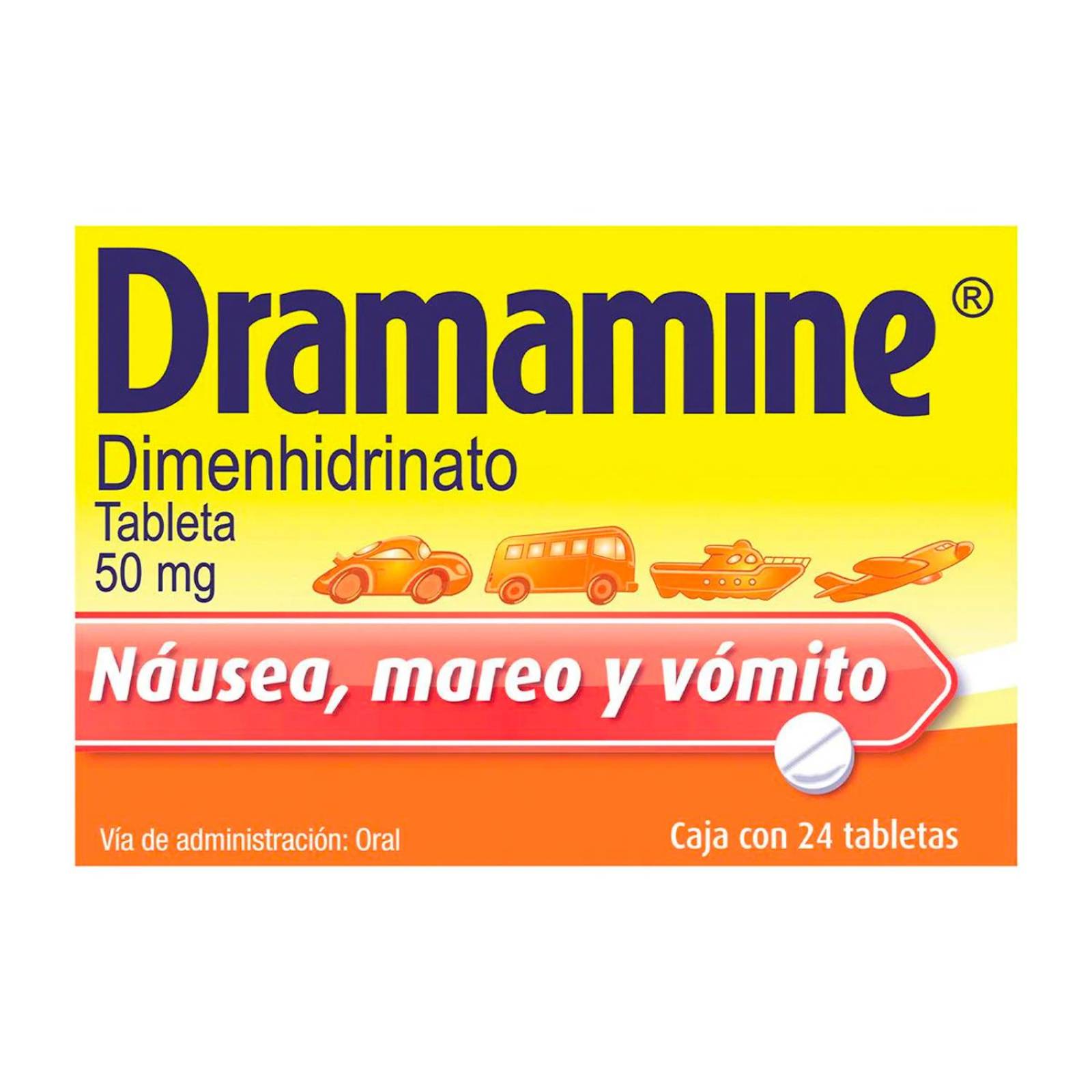 Dimenhidrinato Dramamine 50 mg 24 Tabletas 