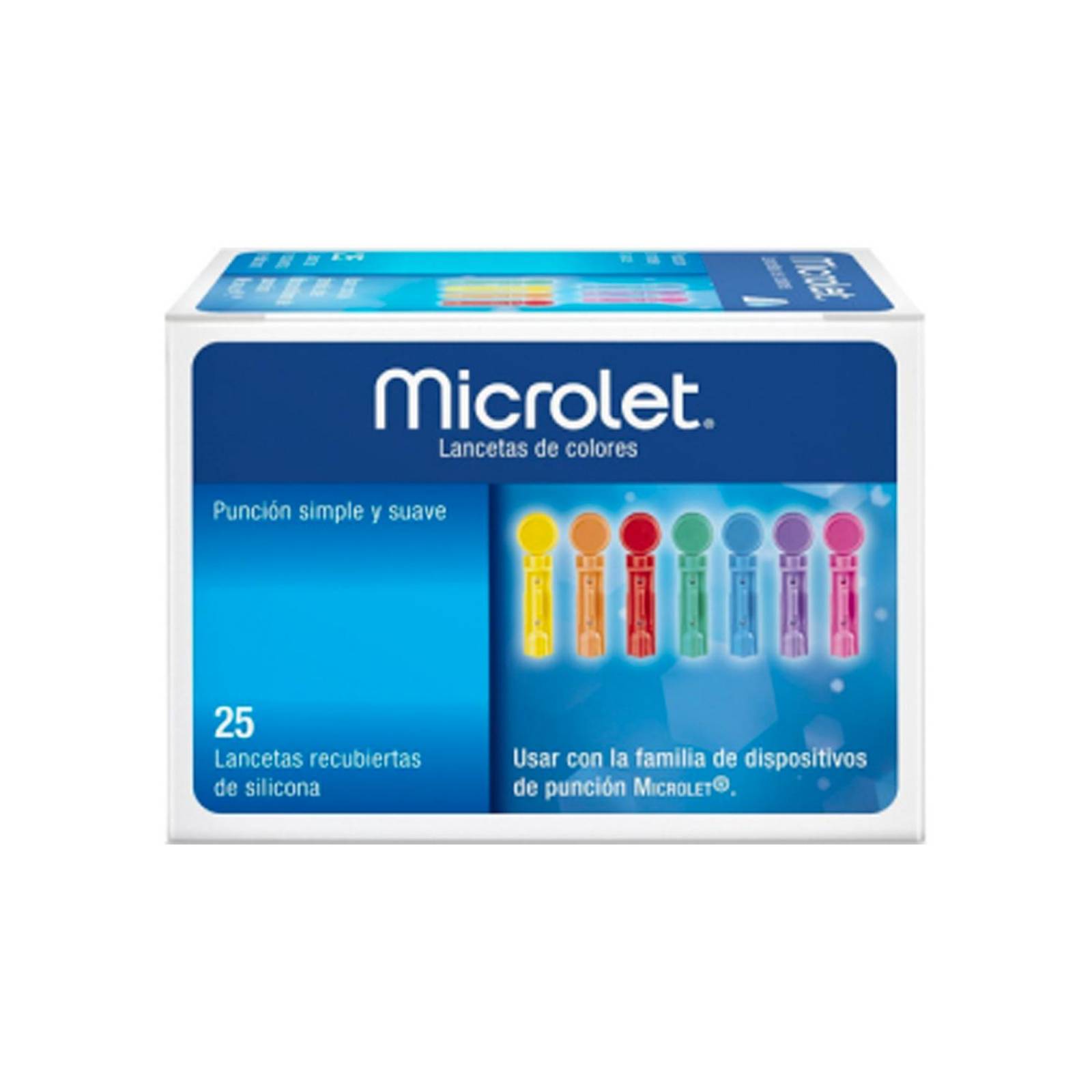 Lancetas Microlet de Color 25 piezas 