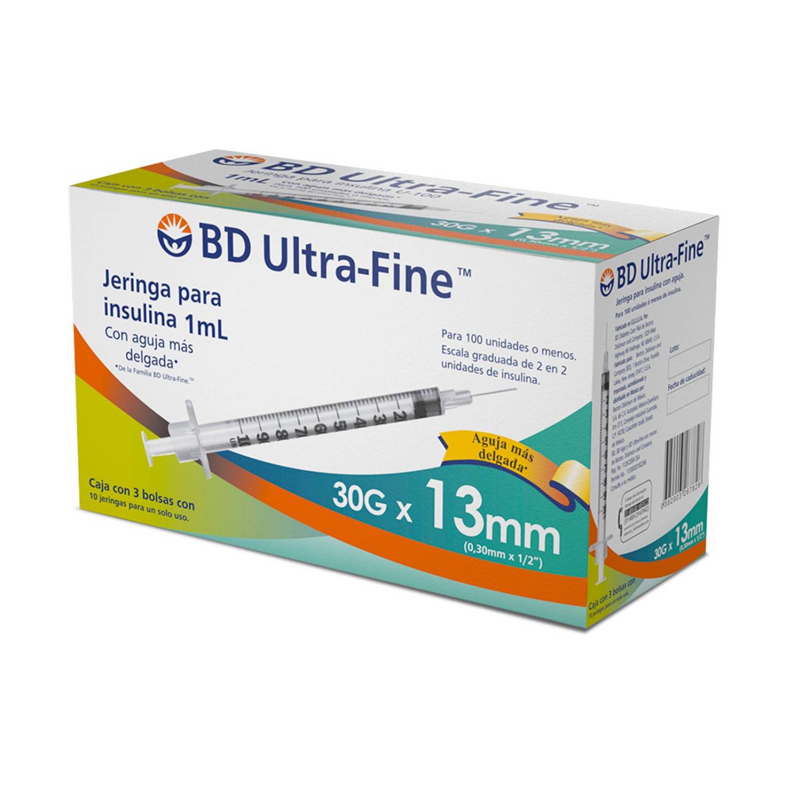 Jeringa para Insulina BD Ultra Fine 1 ml 30gx13mm 30 piezas 