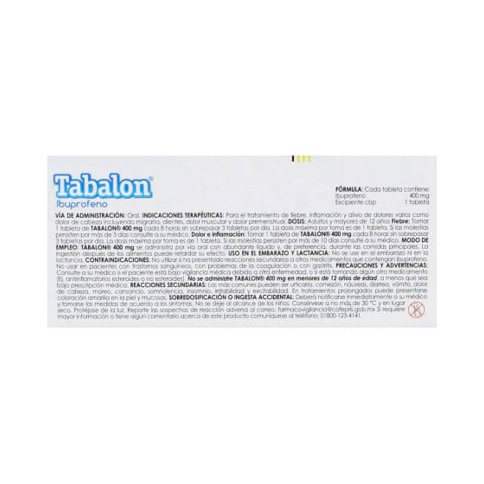 Ibuprofeno Tabalon 400 mg 10 tabletas 