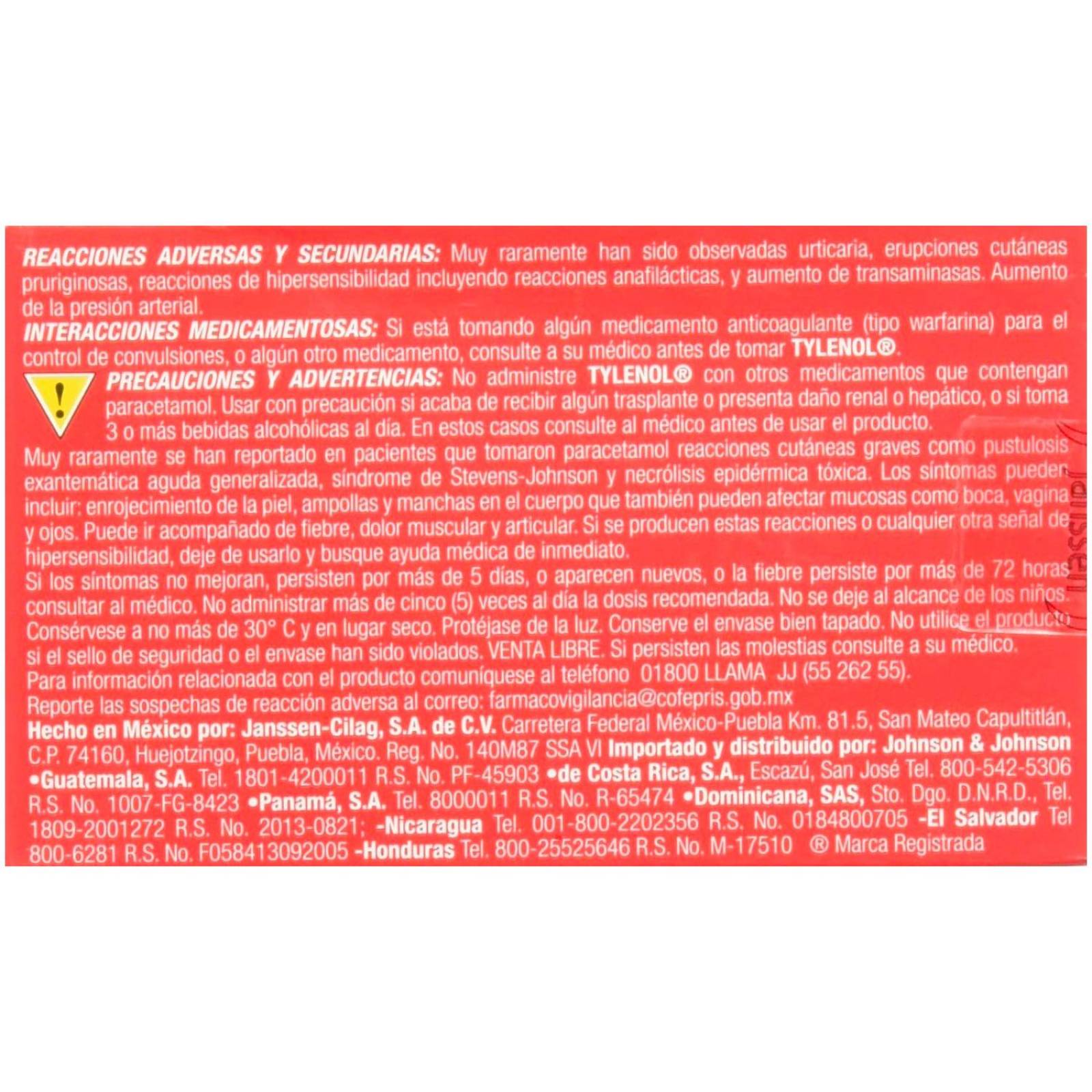 Paracetamol Tylenol 500 mg 2 frascos con 40 tabletas 