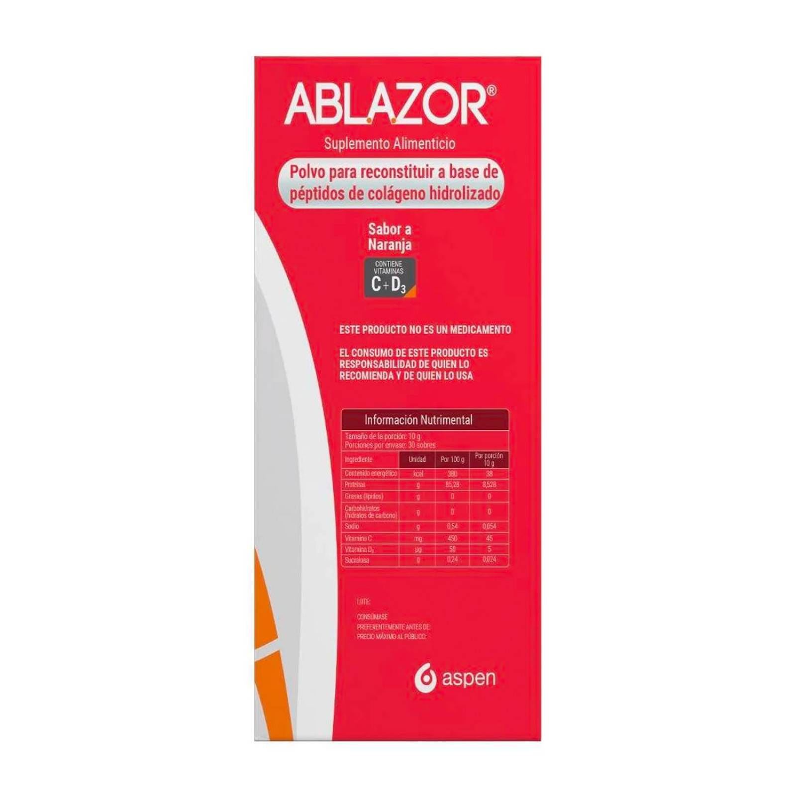 Suplemento Alimenticio Ablazor 30 Sobres de 10 gr
