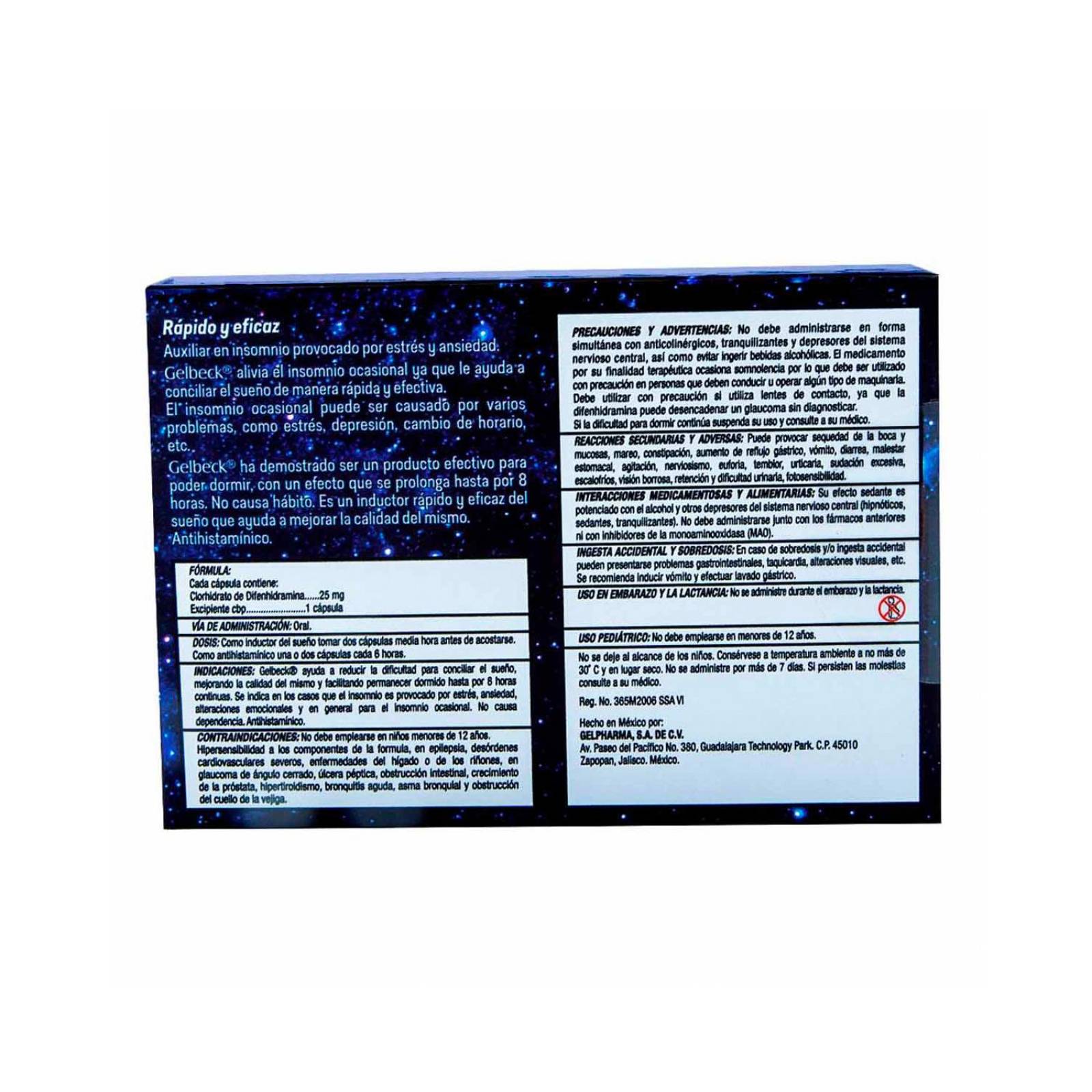 Difenhidramina Gelbeck 10 Cápsulas de 25 mg 