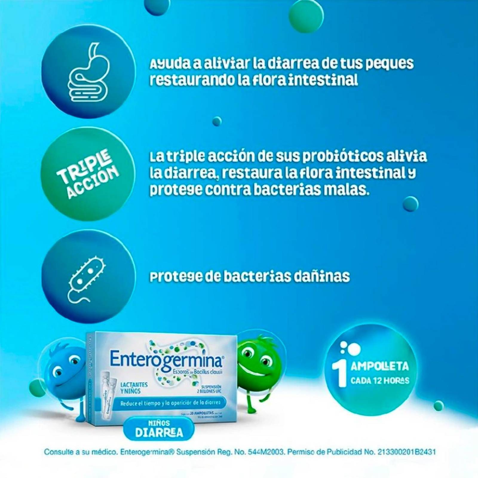 Probioticos Enterogermina Suspensión 20 Ampolletas de 5 ml