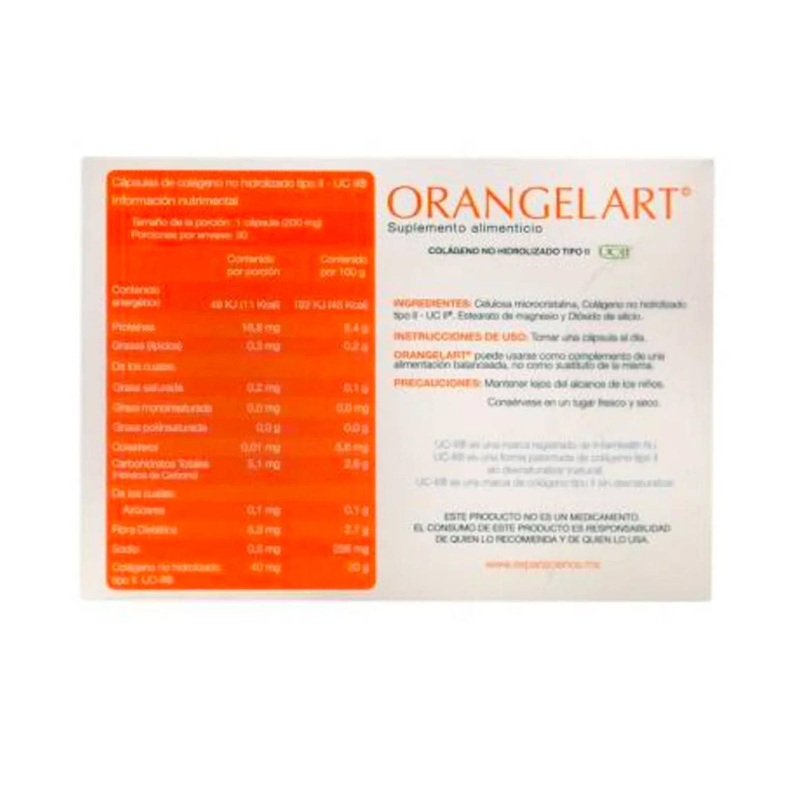 Suplemento Alimenticio Orangel Art 30 Cápsulas de 200 mg 