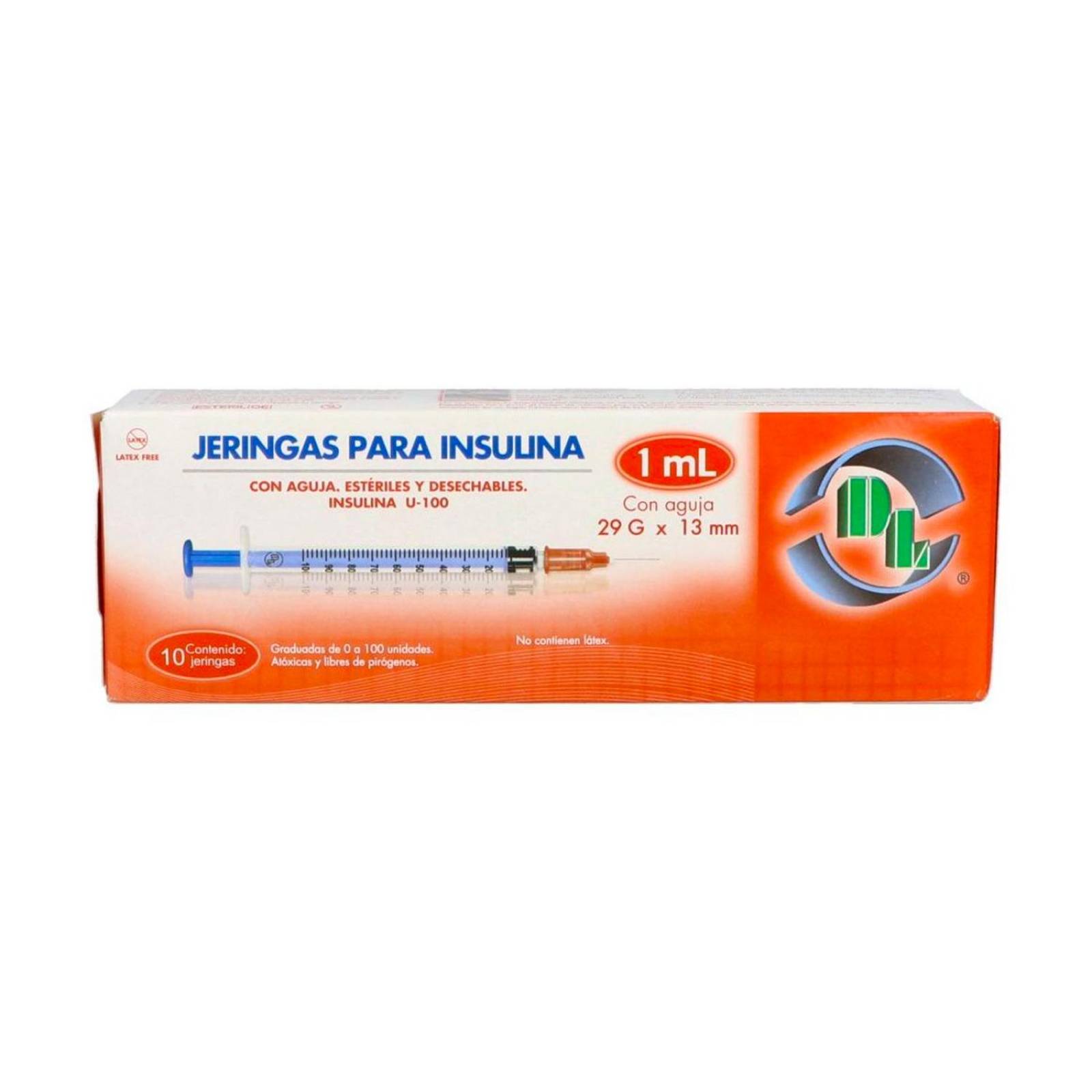 Jeringa para Insulina DL 1 ml 29Gx13mm 10 piezas 