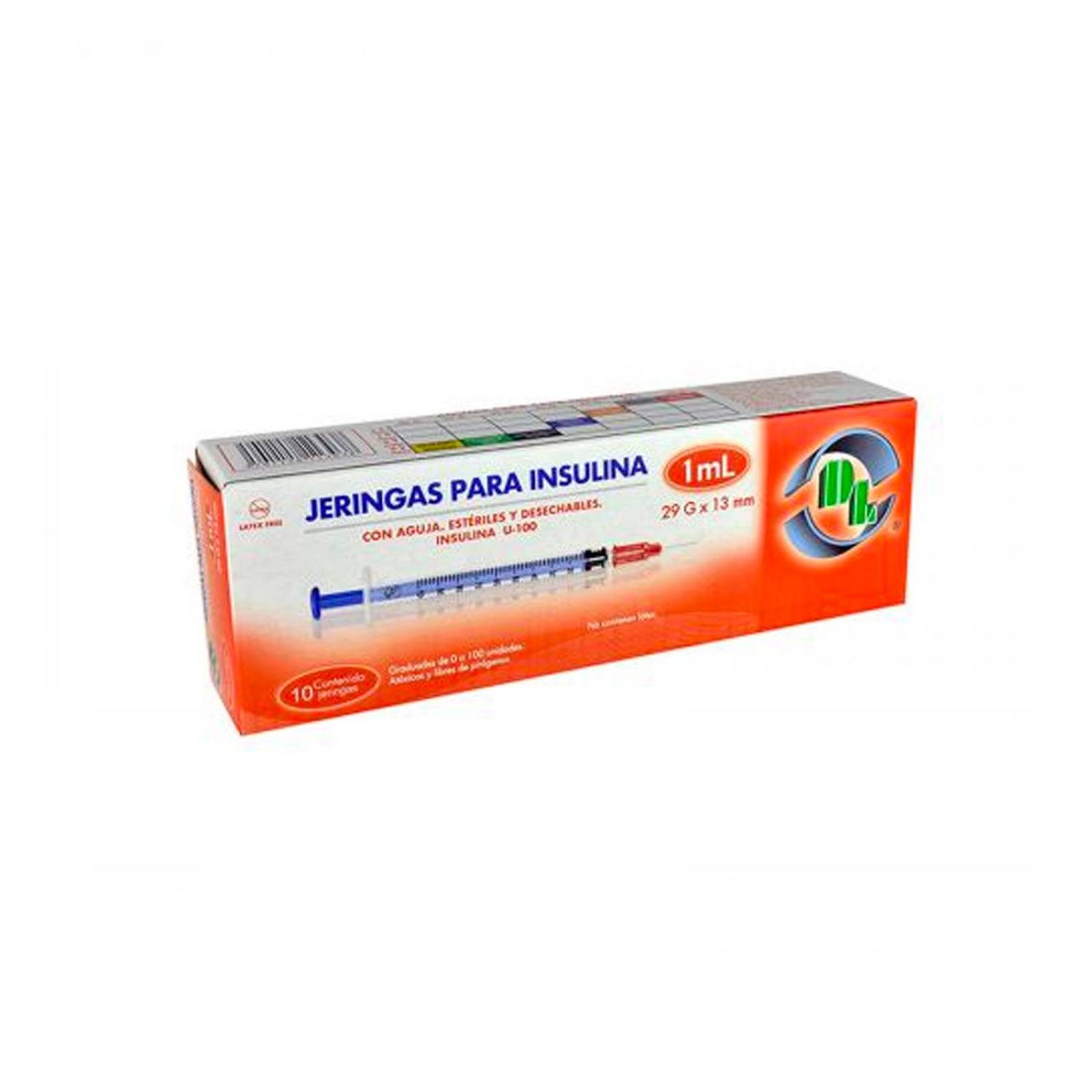 Jeringa para Insulina DL 1 ml 29Gx13mm 10 piezas 
