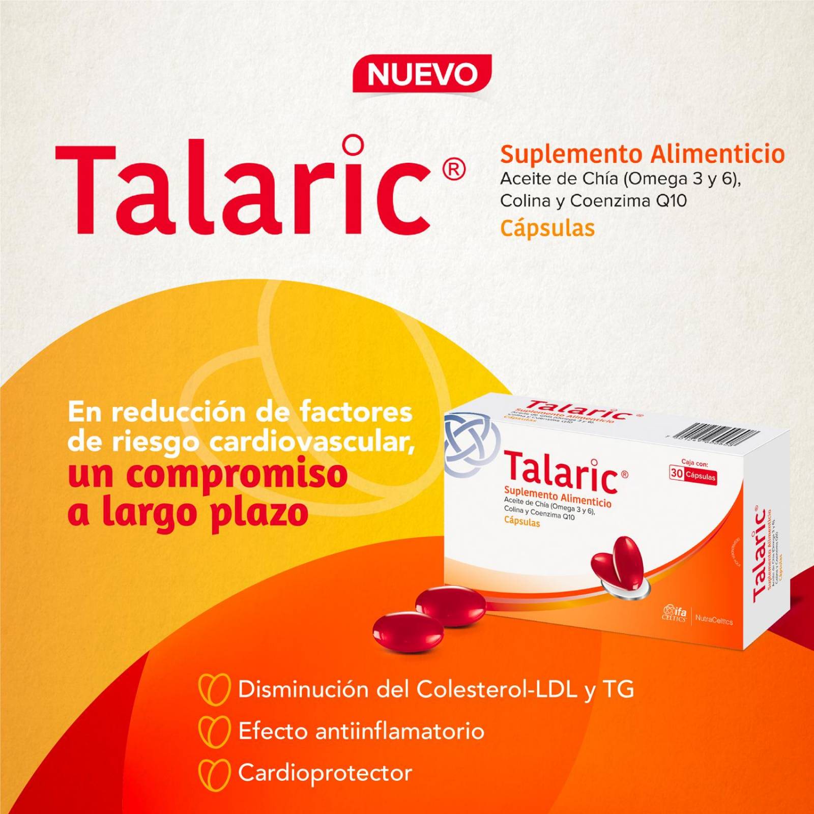 Suplemento Alimenticio Talaric Aceite de Chia 30 Cápsulas 