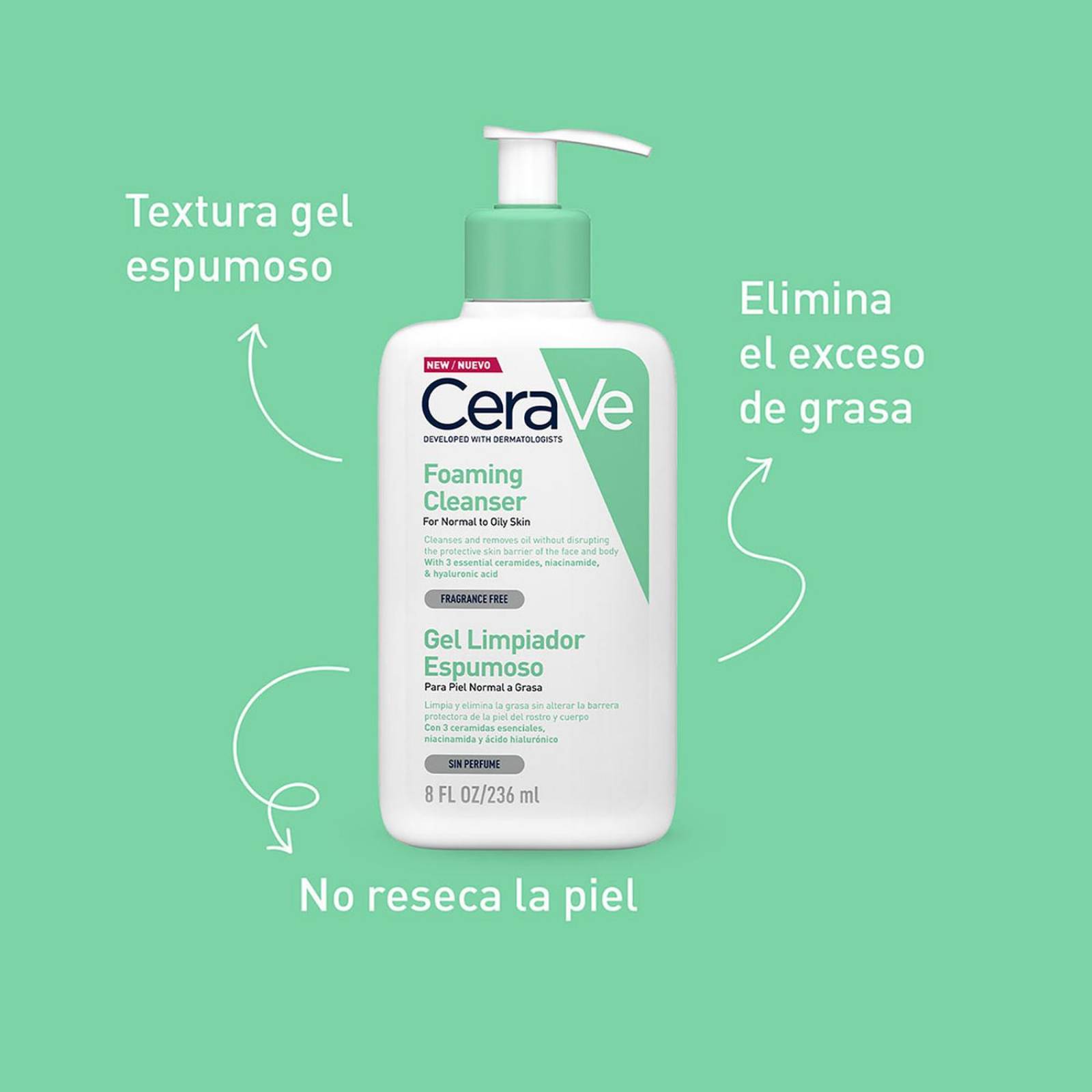 Gel Limpiador Espumoso CeraVe para Piel Normal a Grasa 236ml