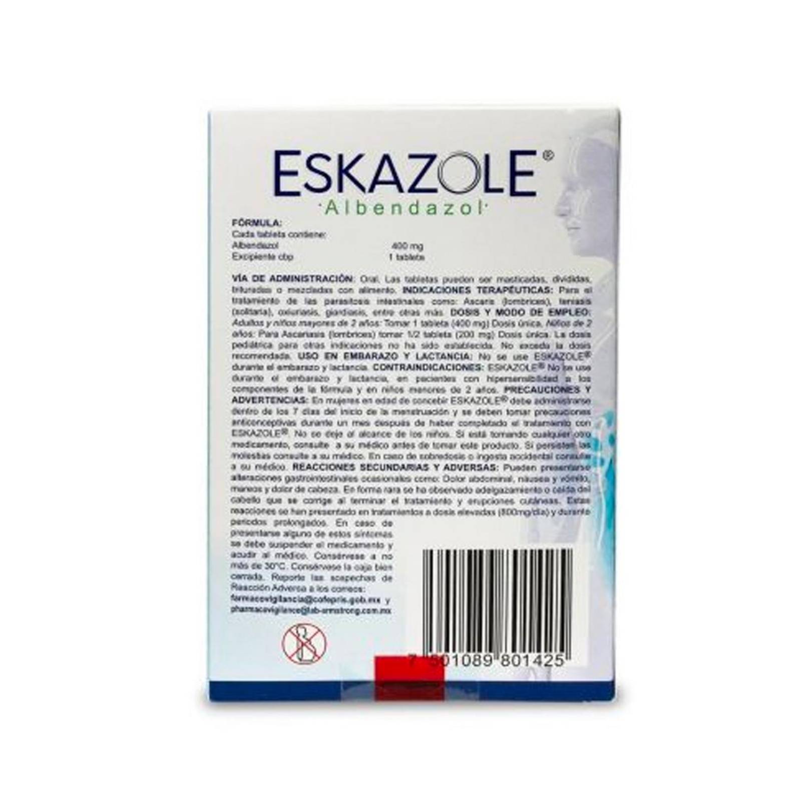 Albendazol Eskazole 400 mg 1 tableta 