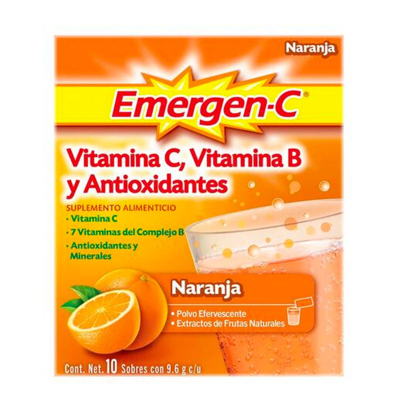 Suplemento Alimenticio Emergen-C Sabor Naranja 10 sobres