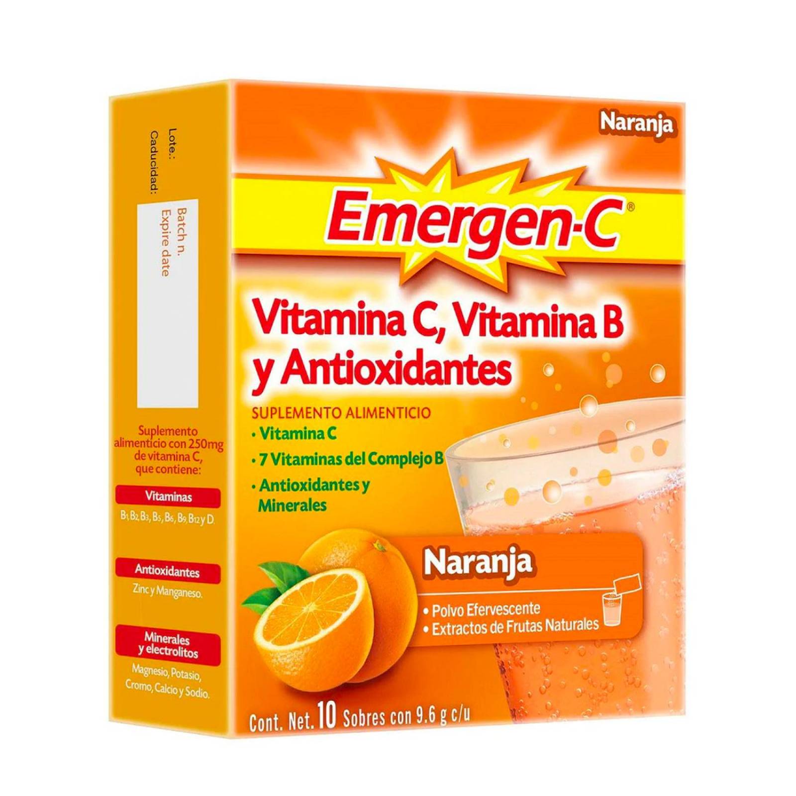 Suplemento Alimenticio Emergen-C Sabor Naranja 10 sobres